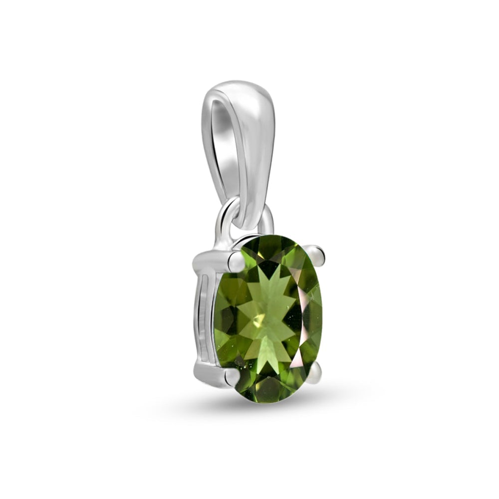 Natural Green Moldavite 925 Solid Sterling Silver Pendant 12mm - Natural Rocks by Kala