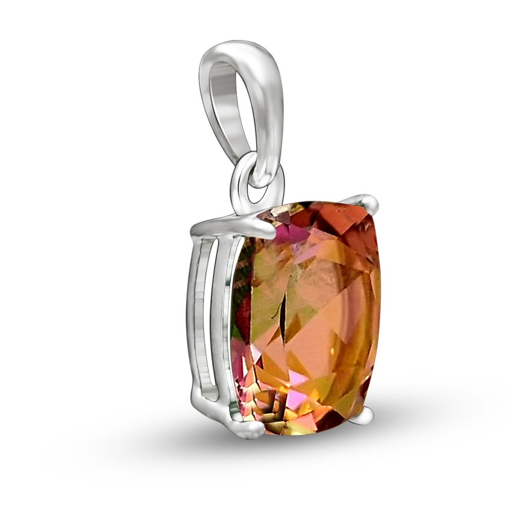 Beautiful 2ct Exoctic Ecstasy Topaz 925 Solid Sterling Silver Pendant 16mm - Natural Rocks by Kala