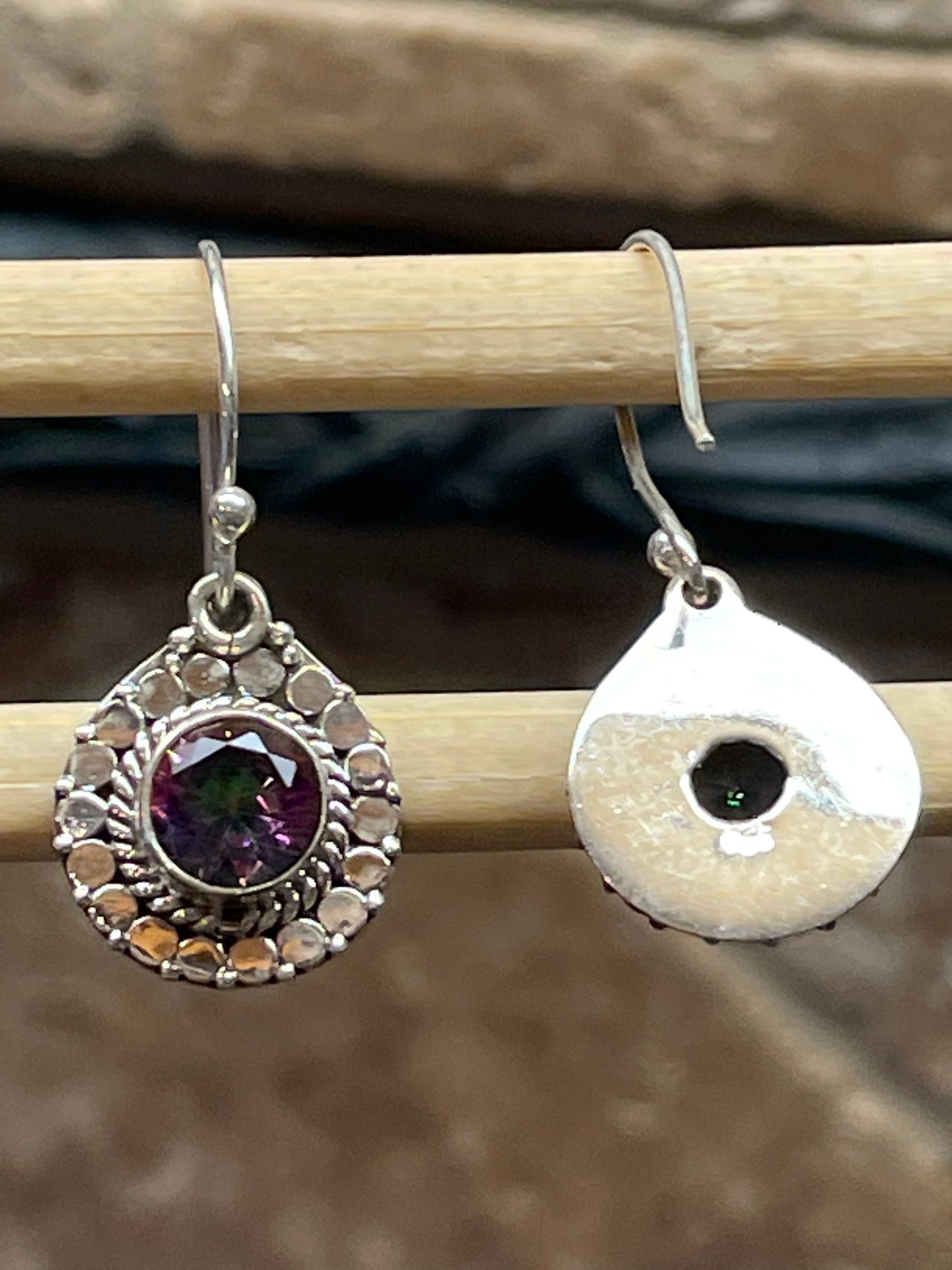Gorgeous 2ct Mystic Topaz 925 Solid Sterling Silver Earrings 25mm - Natural Rocks by Kala