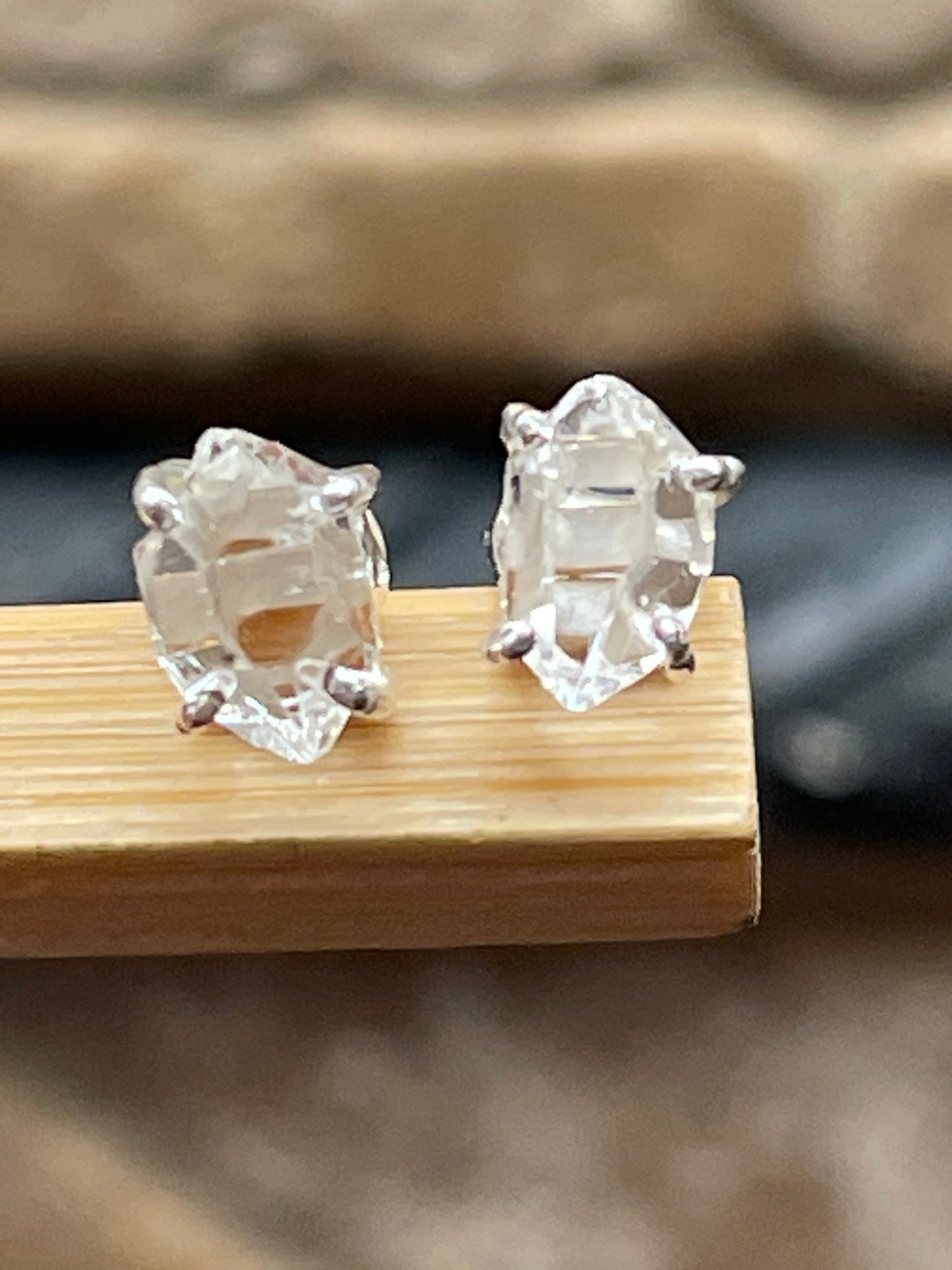 Natural Herkimer Diamond 925 Solid Sterling Silver Earrings 7mm - Natural Rocks by Kala