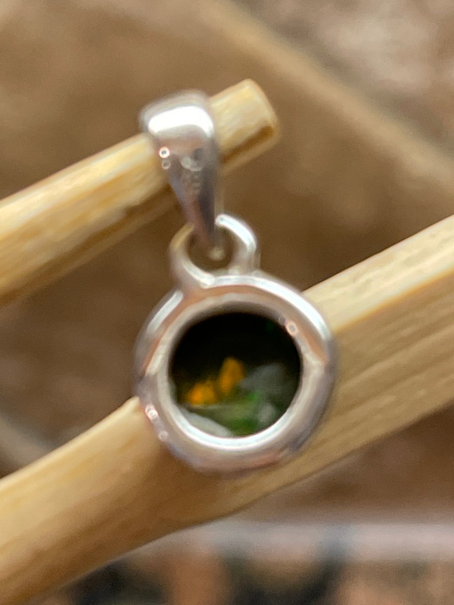 Genuine Chalama Black Opal 925 Solid Sterling Silver Pendant 15mm - Natural Rocks by Kala