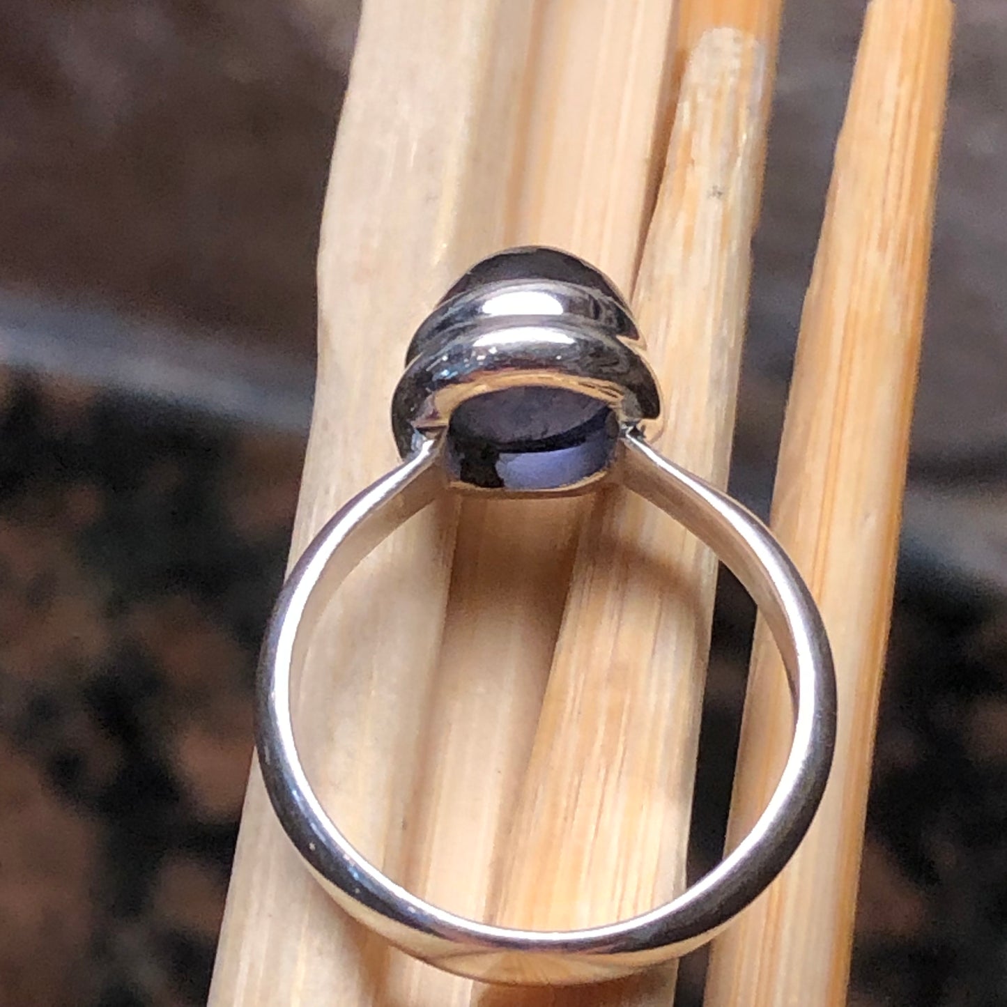 Natural Iolite 925 Solid Sterling Silver Cabochan Ring Size 6.5 - Natural Rocks by Kala