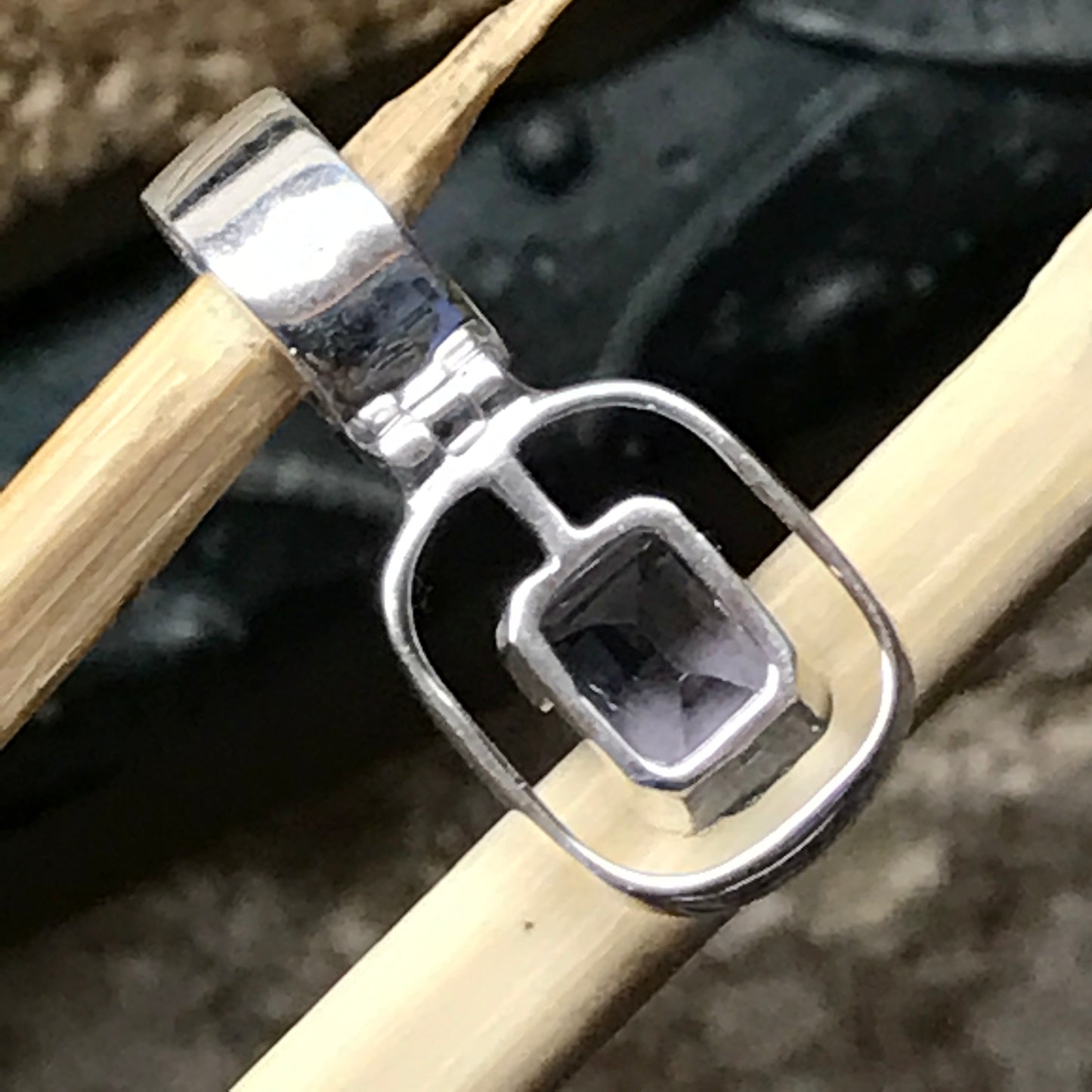 Natural 2ct Iolite 925 Solid Sterling Silver Pendant 25mm - Natural Rocks by Kala