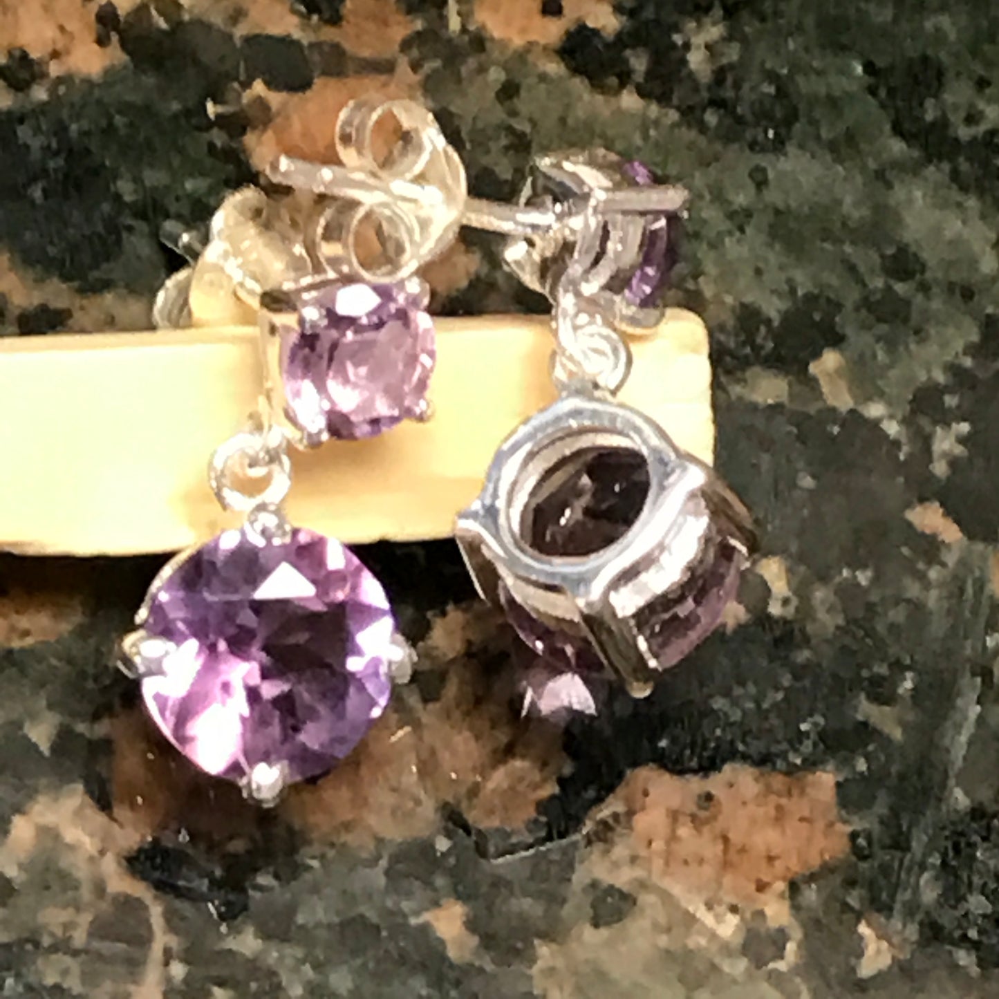Natural 2.5ct Purple Amethyst 925 Solid Sterling Silver Earrings 16mm - Natural Rocks by Kala