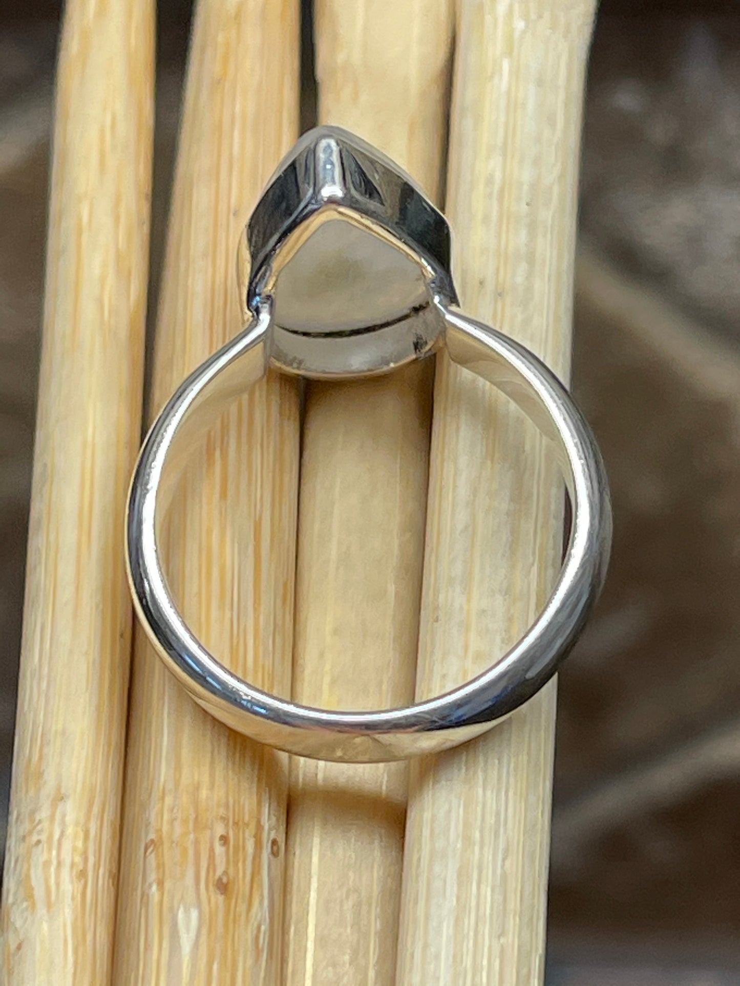 Genuine Green Tourmaline In Quartz Cab Ring Size 8 - Natural Rocks by Kala