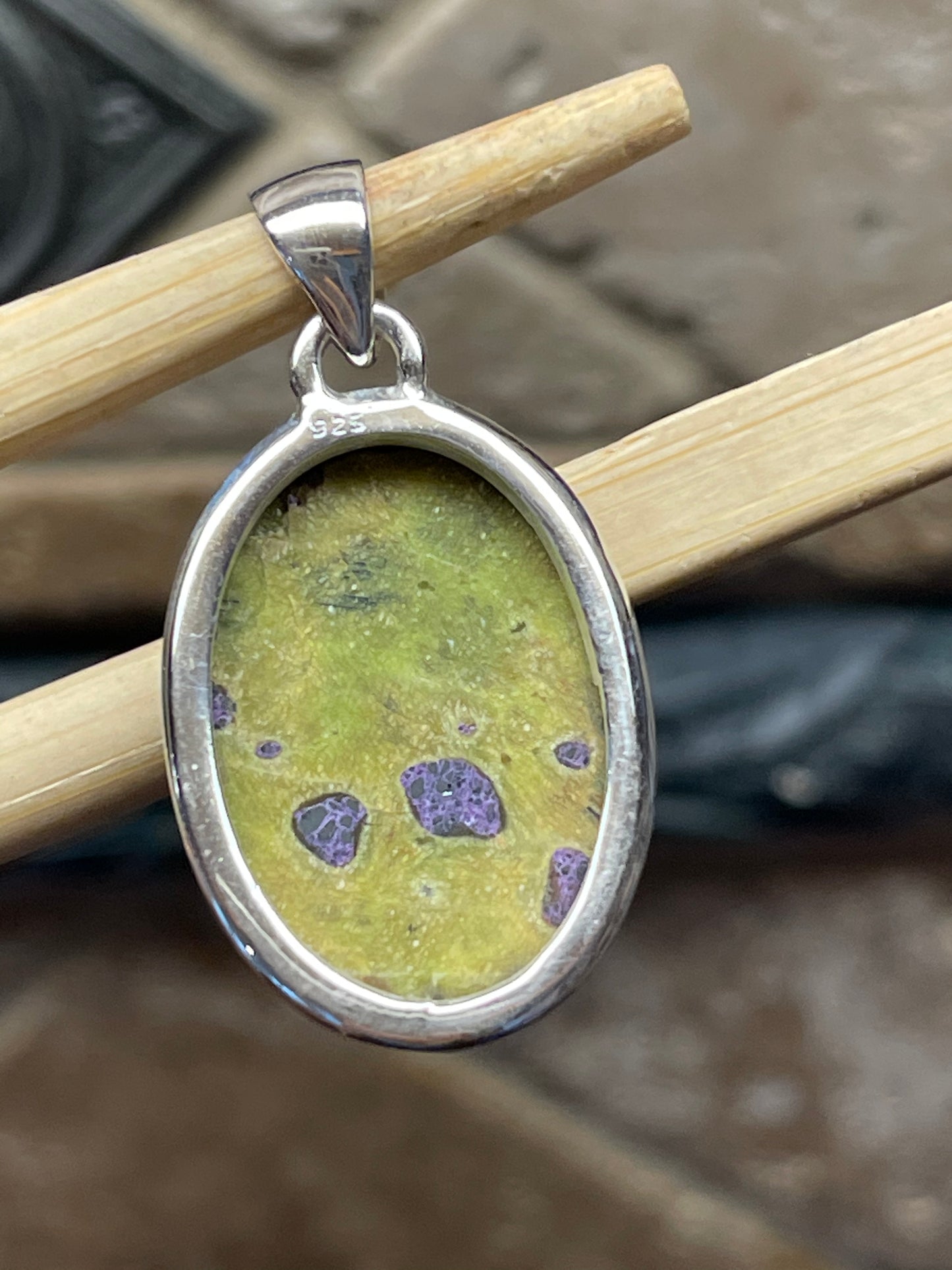 Natural Stichtite Cabochan 925 Solid Sterling Silver Pendant 32mm - Natural Rocks by Kala