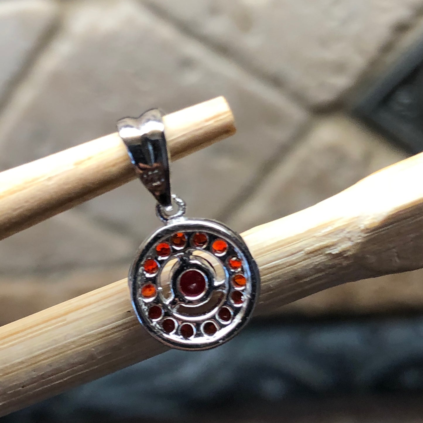 Natural 1.5ct Red Ruby 925 Solid Sterling Silver Pendant 16mm - Natural Rocks by Kala