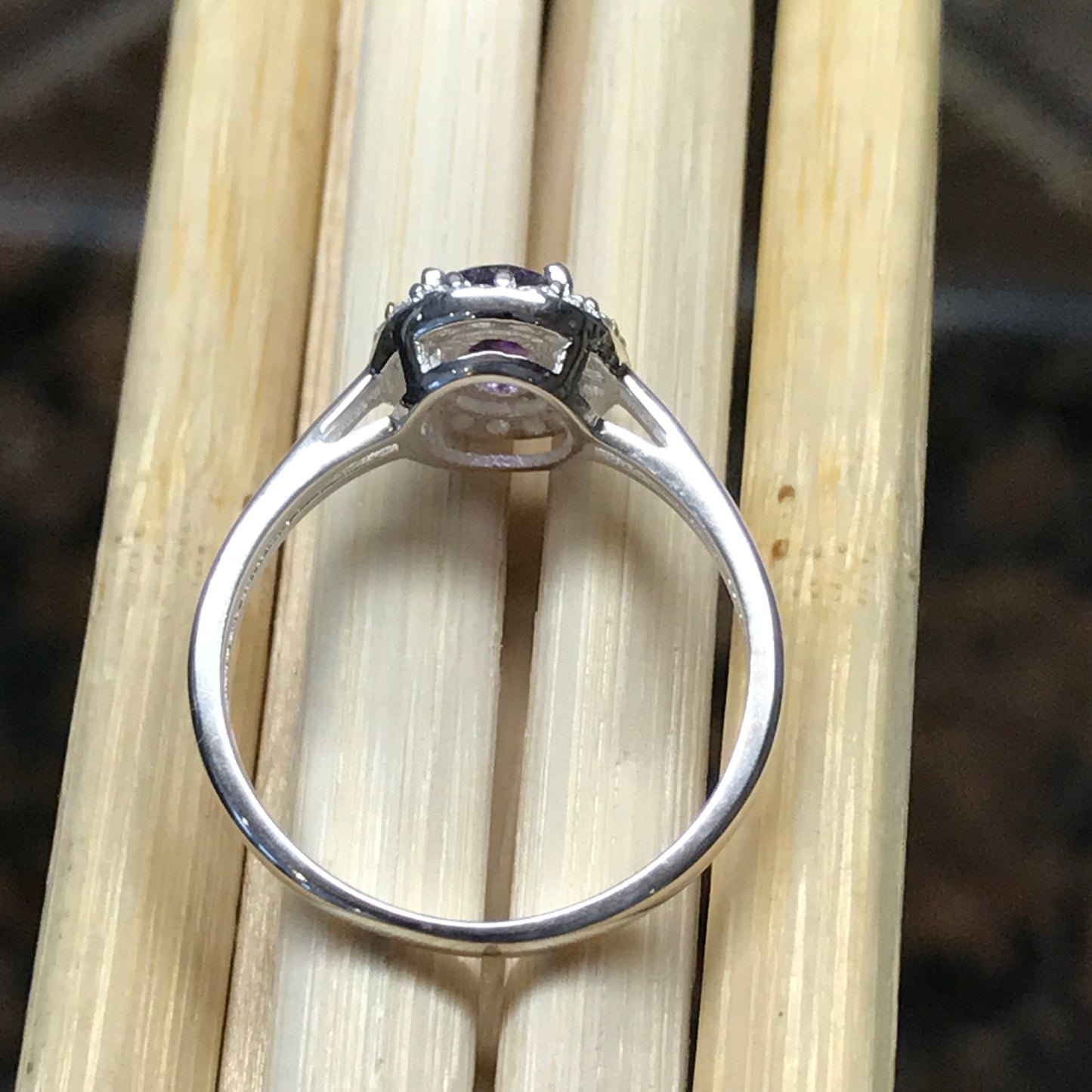 Natural 1ct Purple Amethyst 925 Solid Sterling Silver Engagement Ring Size 6, 7, 8, 9 - Natural Rocks by Kala