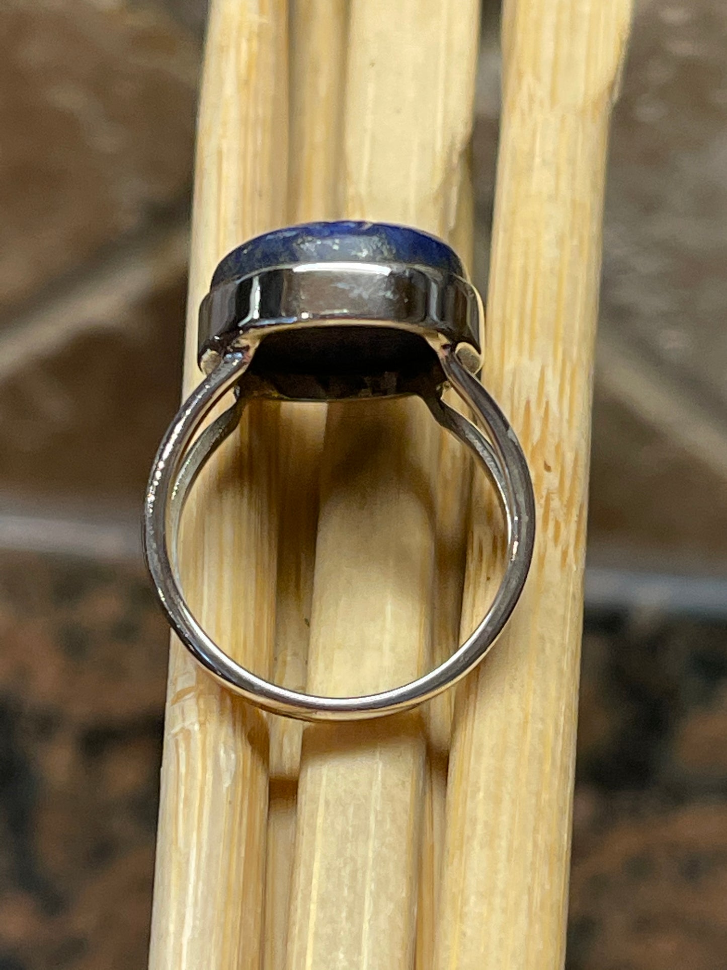 Natural Blue Lapis Lazuli 925 Solid Sterling Silver Ring Size 7.25 - Natural Rocks by Kala