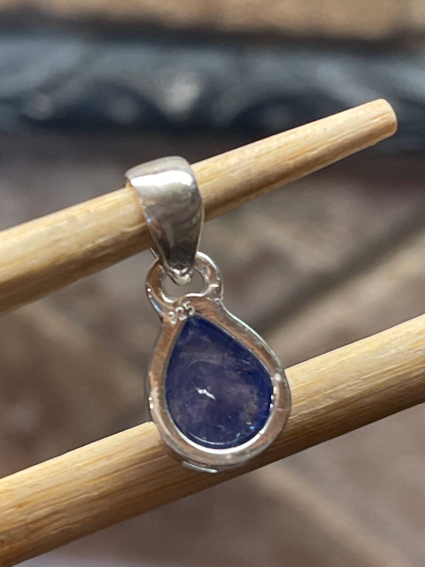 Natural Cabochan Tanzanite 925 Solid Sterling Silver Pendant 18mm - Natural Rocks by Kala