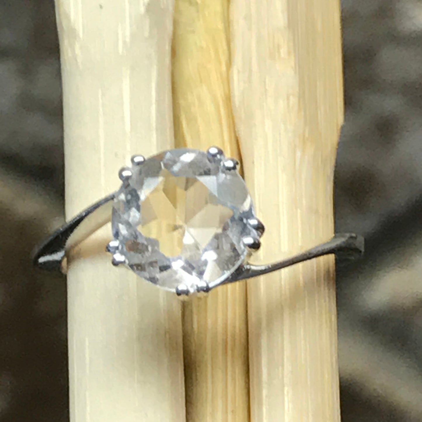 Natural 2ct White Quartz, Clear Quartz 925 Solid Sterling Silver Ring Size 6, 7, 8, 9 - Natural Rocks by Kala