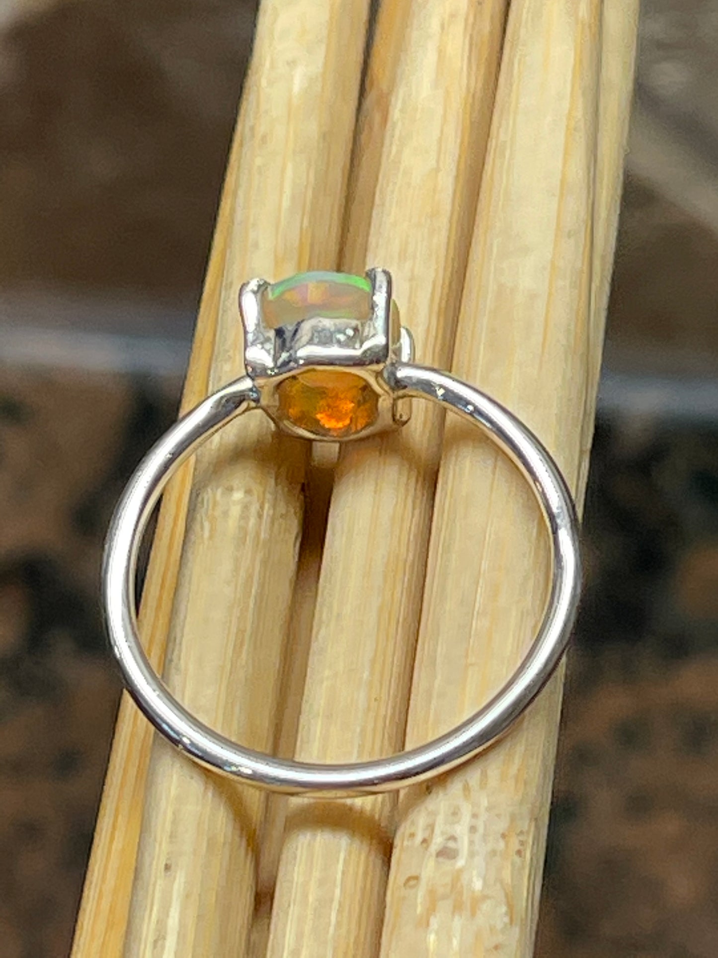 Natural Ethiopian Opal 925 Solid Sterling Silver Engagement Ring Size 8 - Natural Rocks by Kala