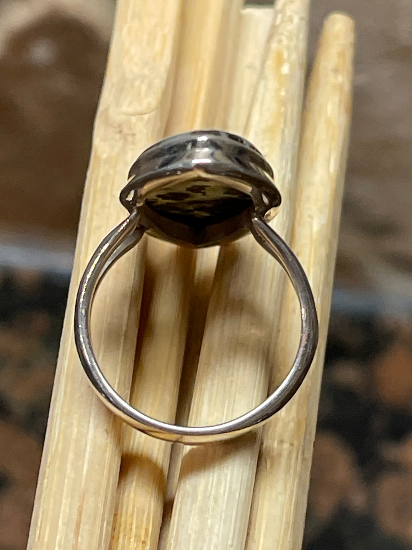 Natural Pyrite in Agate 925 Solid Sterling Silver Ring Size 7.5 - Natural Rocks by Kala