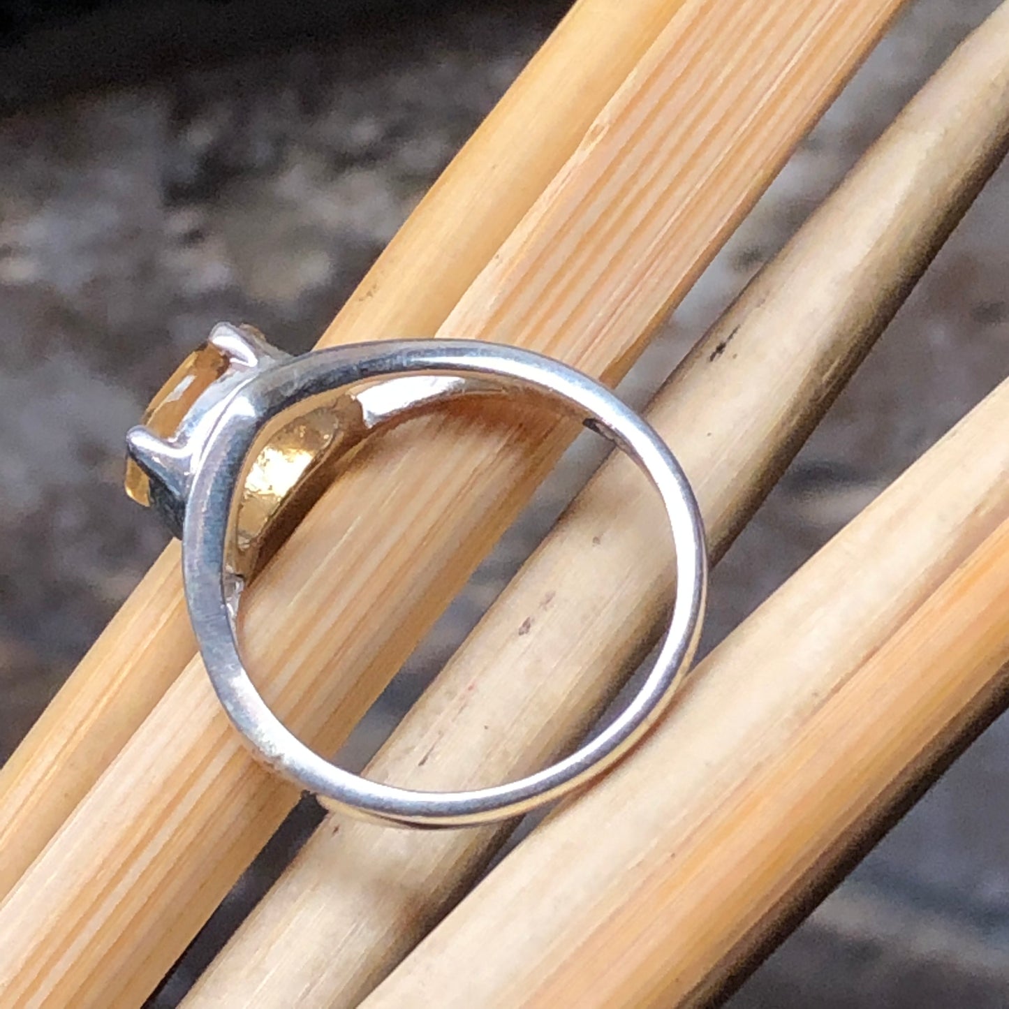 Genuine 1.25ct Golden Citrine 925 Solid Sterling Silver Ring Size 6, 7, 8, 9 - Natural Rocks by Kala