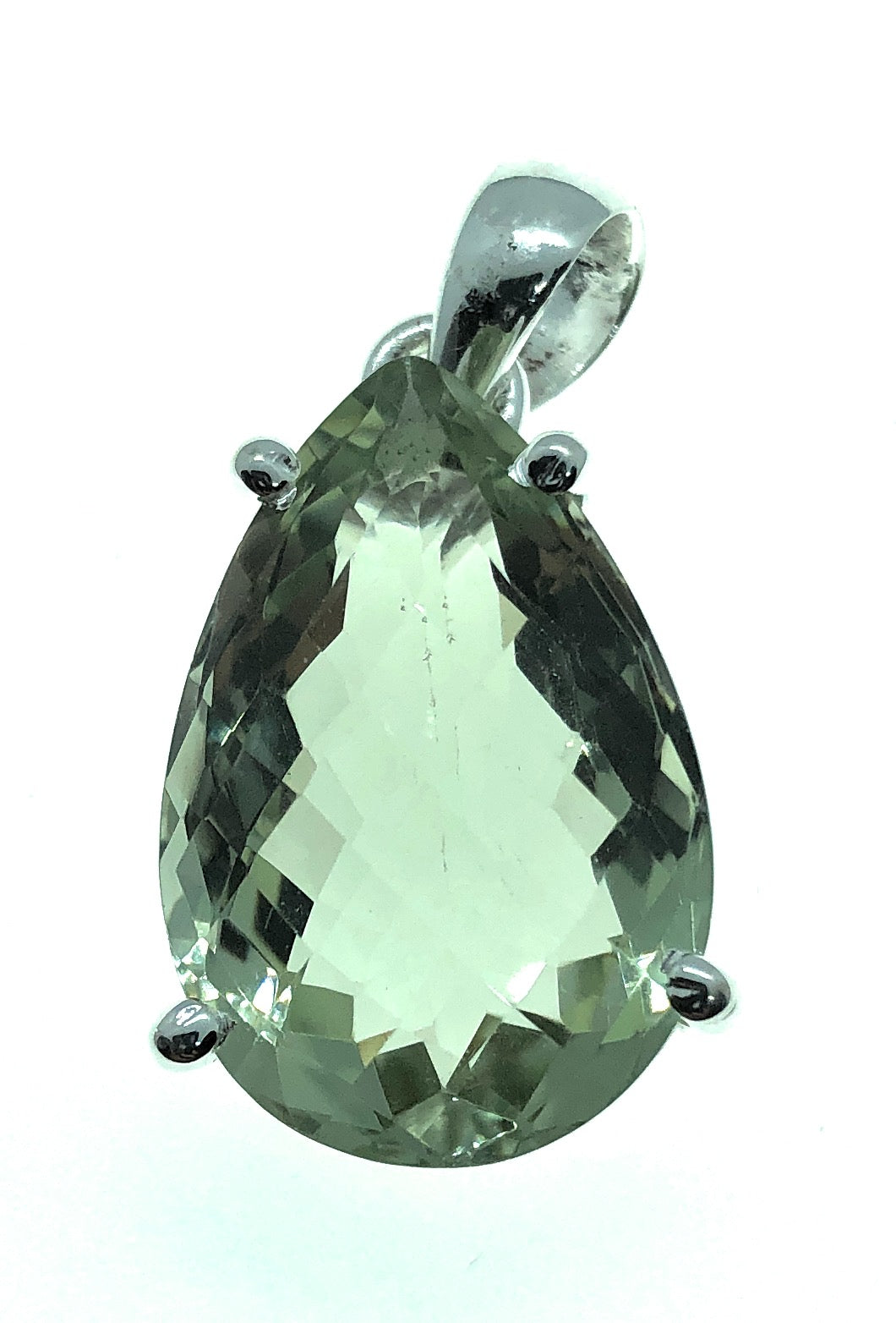 Natural 14ct Green Amethyst 925 Solid Sterling Silver Pendant 25mm - Natural Rocks by Kala