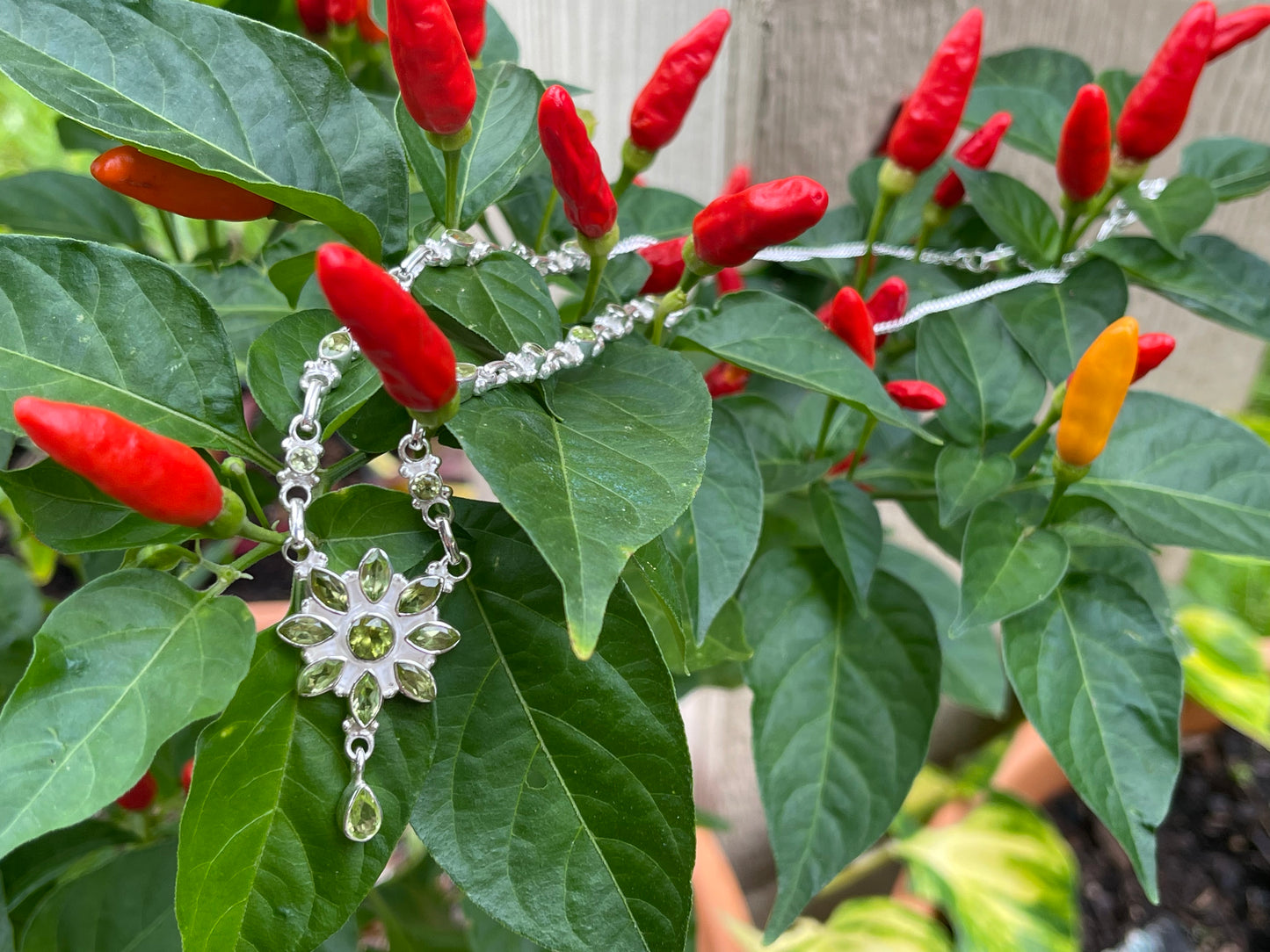 Natural 8ct Green Peridot 925 Solid Sterling Silver Journey Necklace 17" - Natural Rocks by Kala