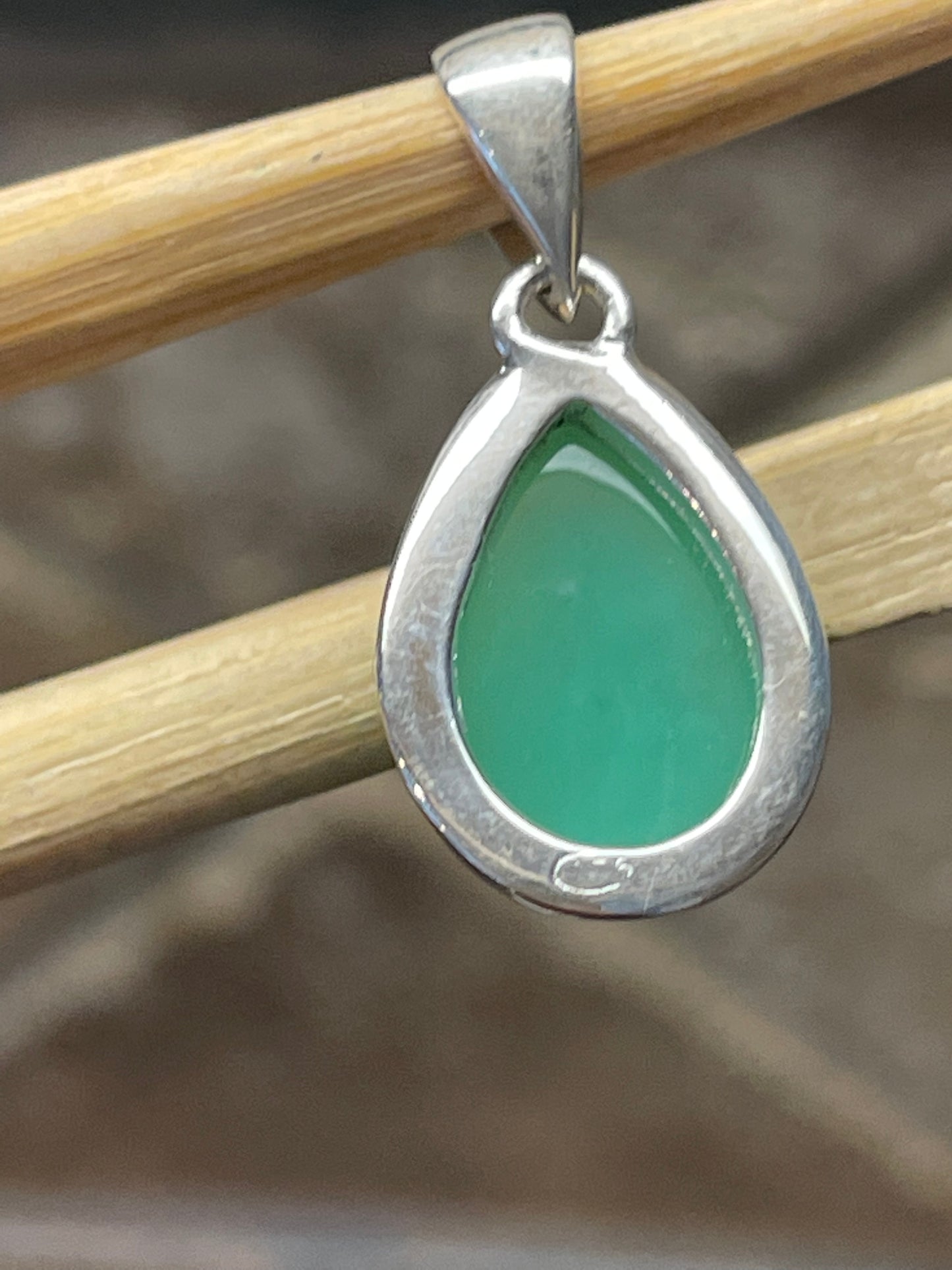 Natural Australian Chrysoprase 925 Sterling Silver Pendant 25mm - Natural Rocks by Kala