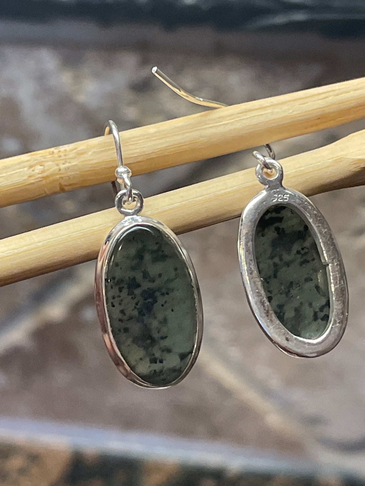 Natural Green Aventurine Jade 925 Solid Sterling Silver Earrings 35mm - Natural Rocks by Kala
