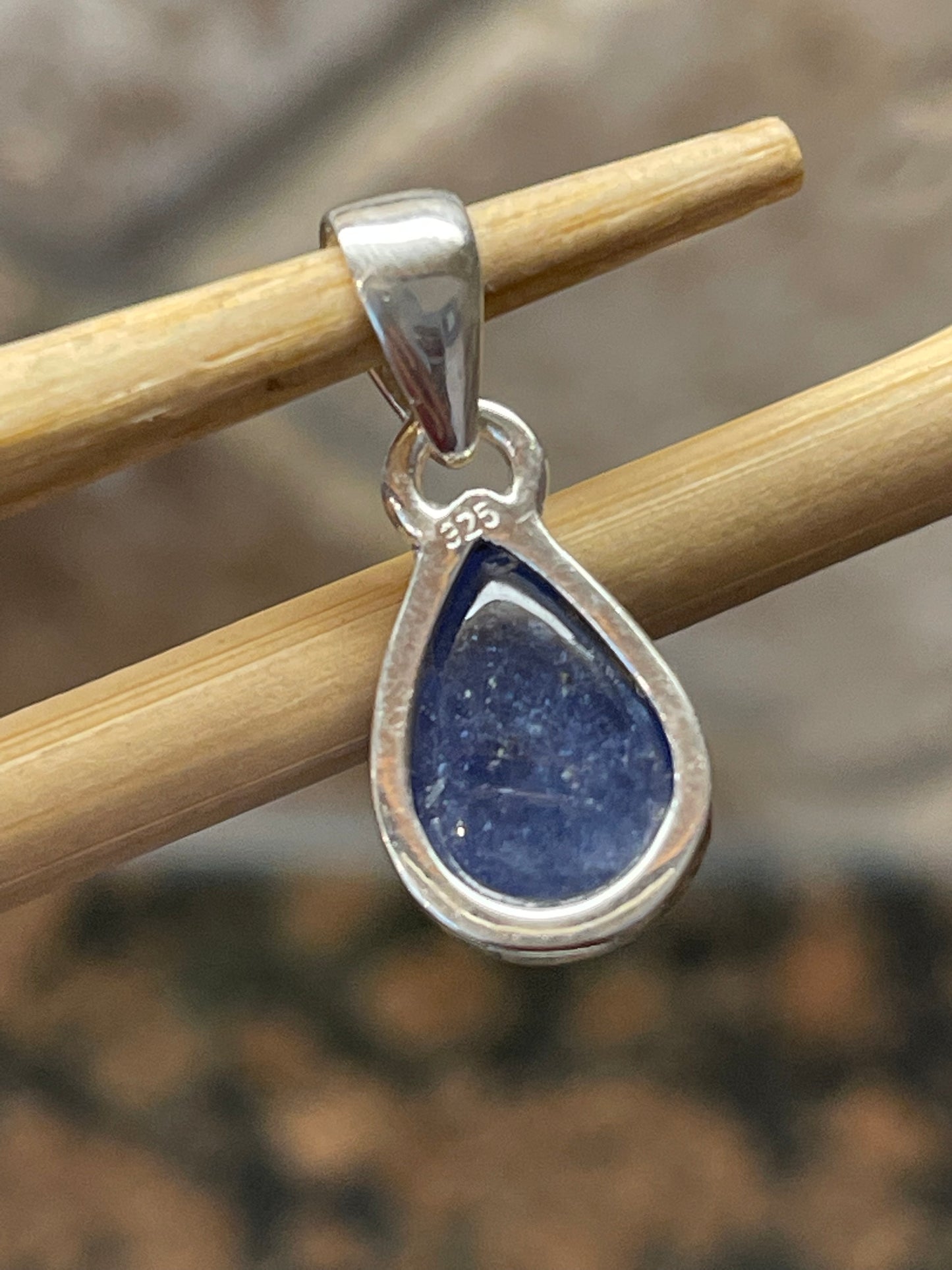Natural Cabochan Tanzanite 925 Solid Sterling Silver Pendant 22mm - Natural Rocks by Kala