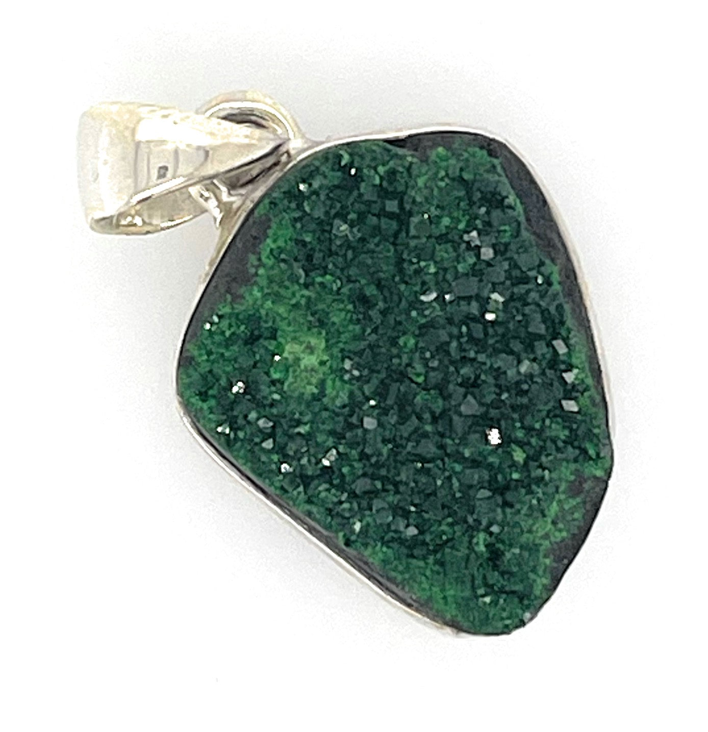 Natural Rare Uvarovite Garnet, Emerald Green 925 Sterling Silver Silver Pendant 37mm - Natural Rocks by Kala