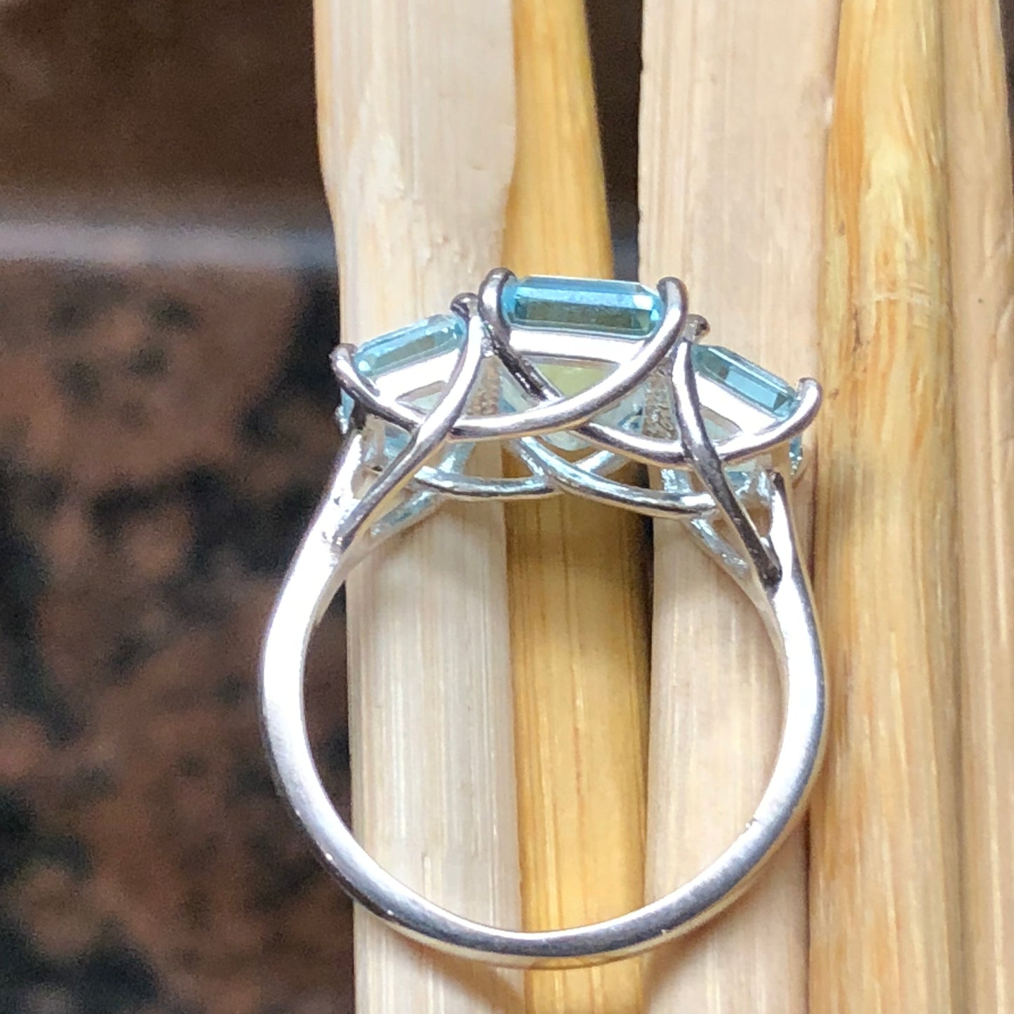 Natural 4ct Blue Topaz 925 Solid Sterling Silver Ring Size 6, 7, 8, 9 - Natural Rocks by Kala