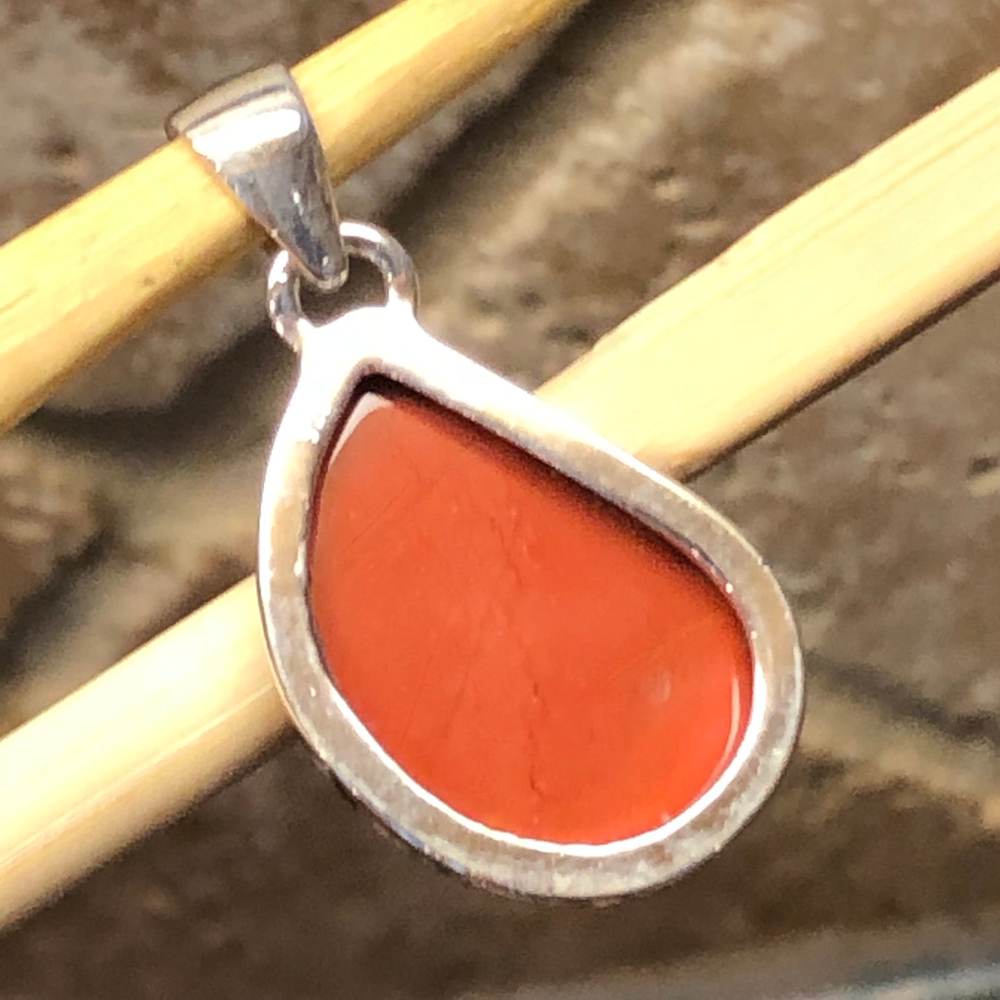 Natural Red Jasper 925 Solid Sterling Silver Pendant 30mm - Natural Rocks by Kala