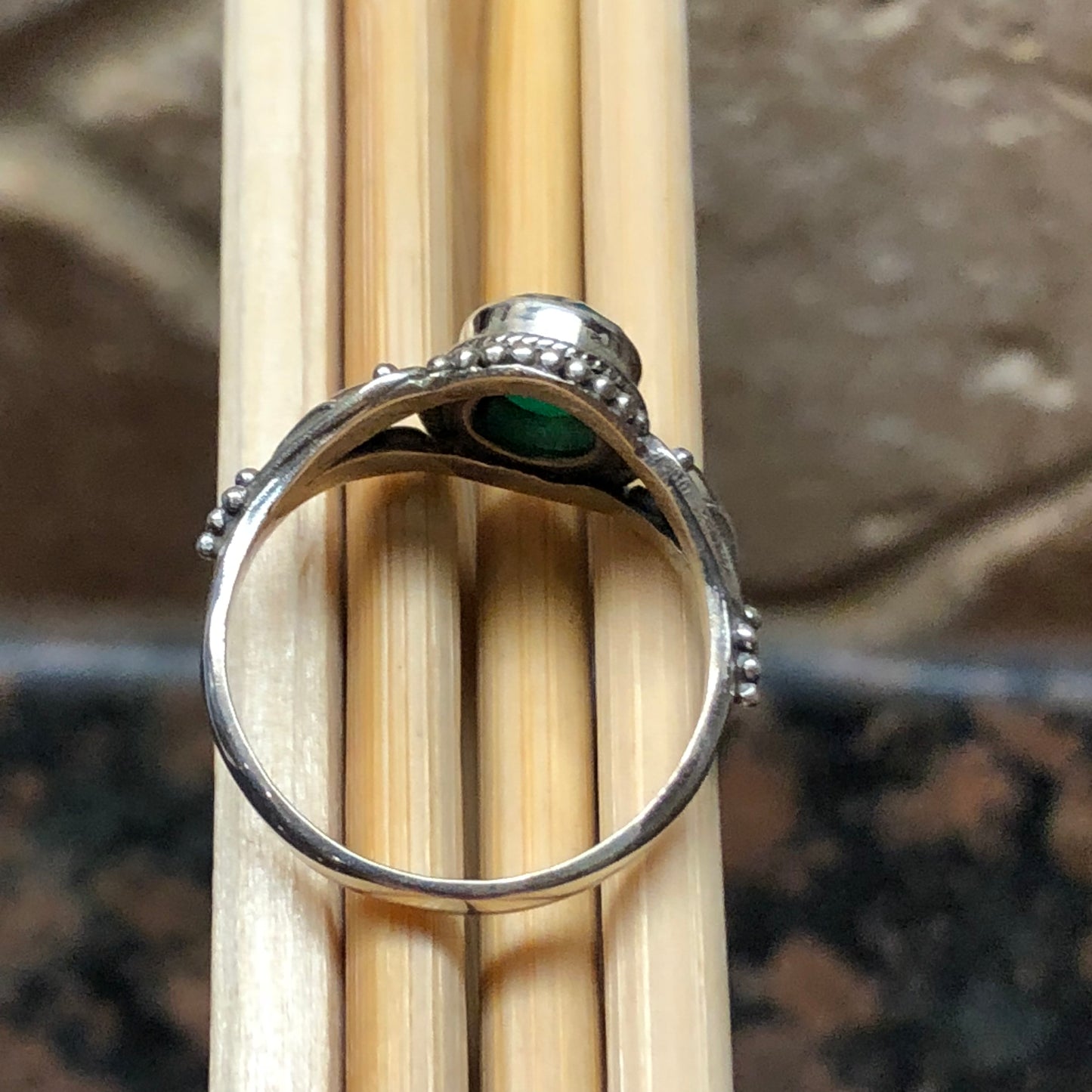 Genuine 2ct Green Onyx 925 Solid Sterling Silver Engagement Ring Size 6, 7, 8, 9 - Natural Rocks by Kala