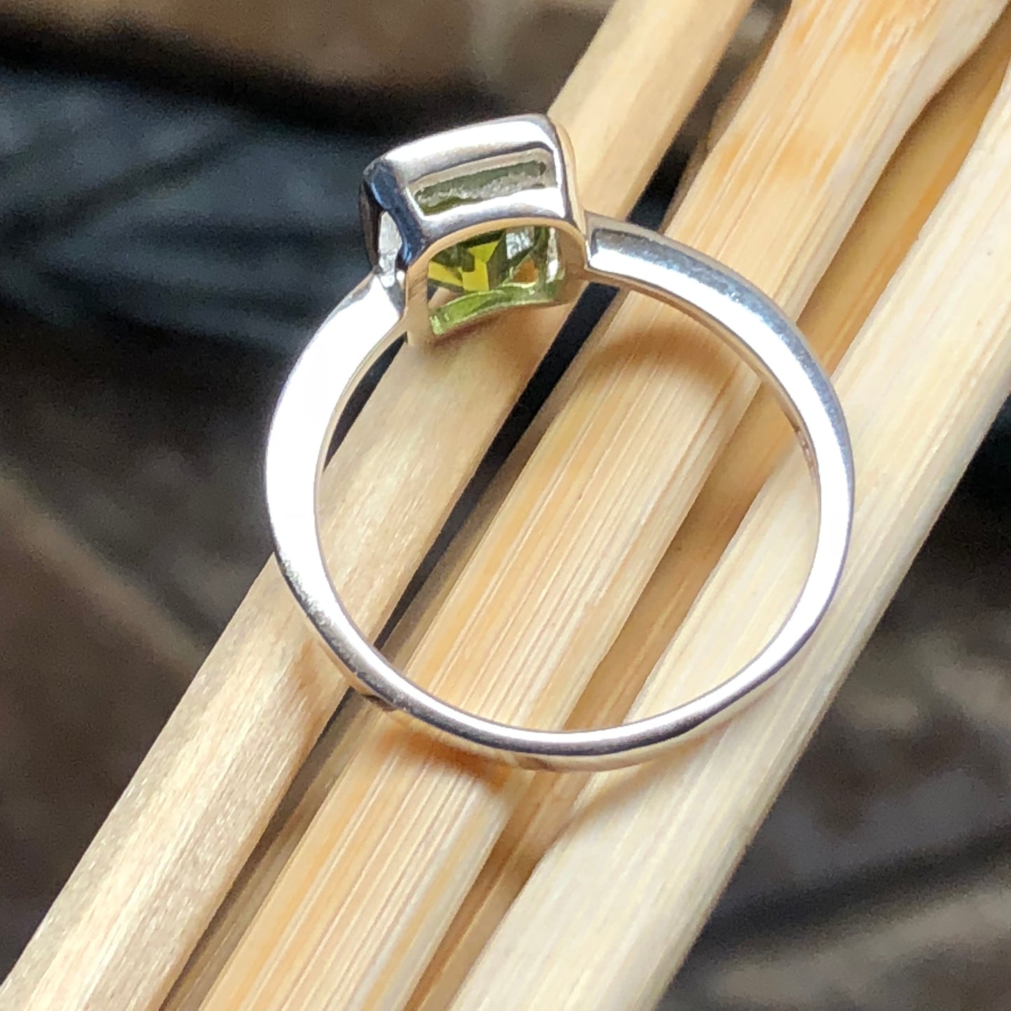 Natural 1.25ct Peridot 925 Sterling Silver Engagement Ring Size 6, 7, 8, 9 - Natural Rocks by Kala
