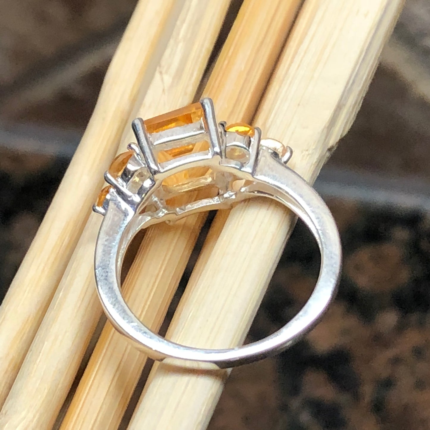 Natural 4ct Golden Citrine 925 Solid Sterling Silver Ring Size 5, 6, 7, 8, 9 - Natural Rocks by Kala