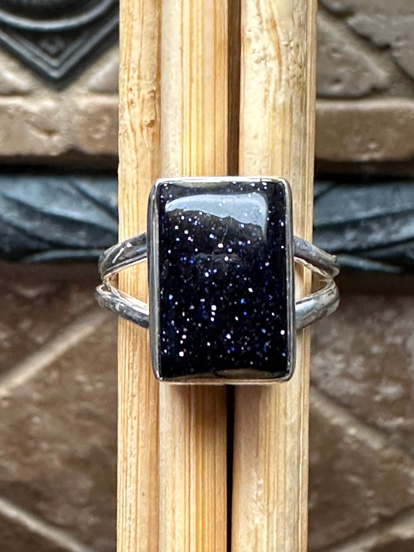 Natural Blue Sun Sitara 925 Solid Sterling Silver Ring Size 7 - Natural Rocks by Kala