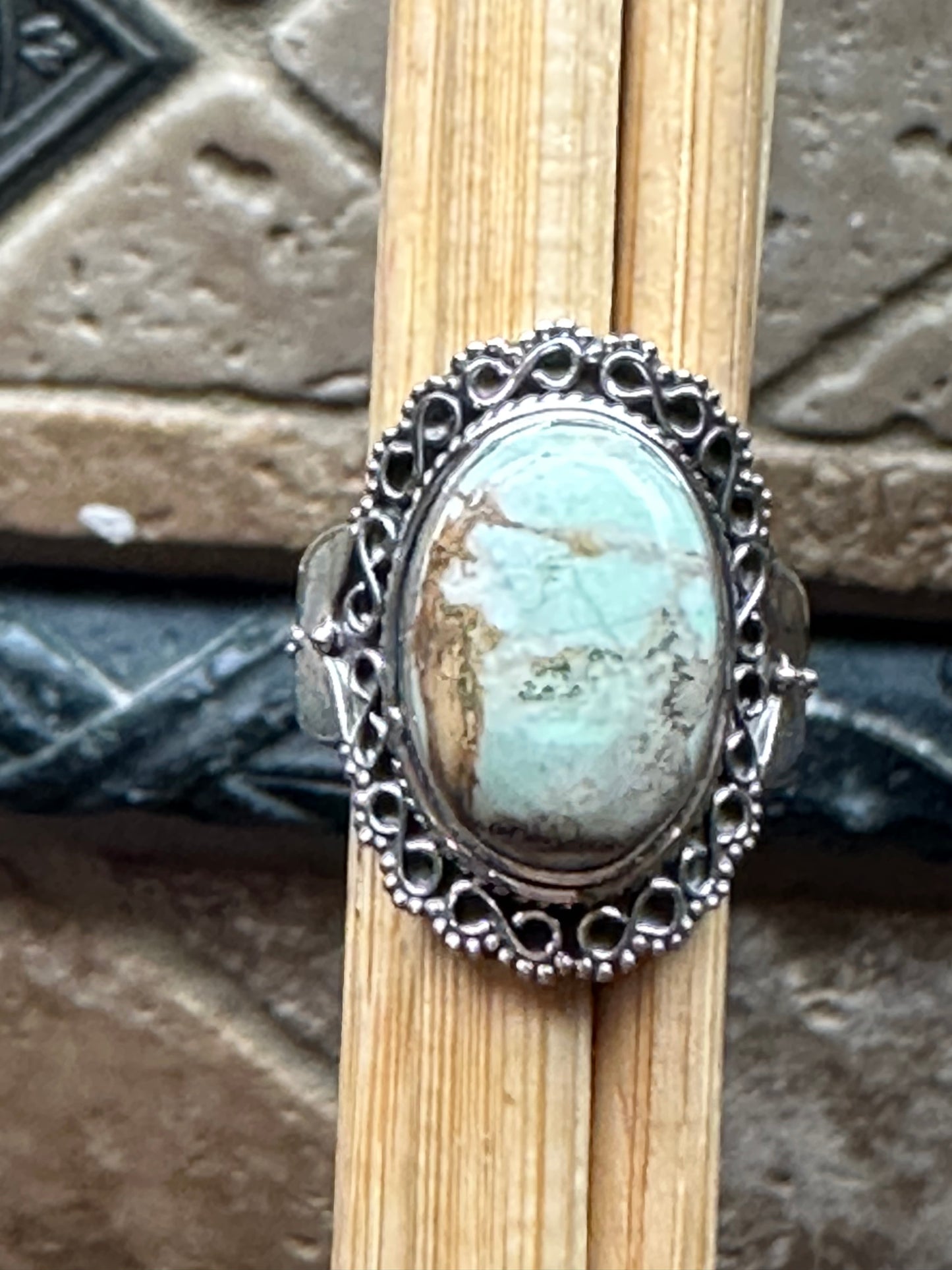Natural Australian Variscite Cabochon 925 Sterling Silver Ring Size 7.5 - Natural Rocks by Kala