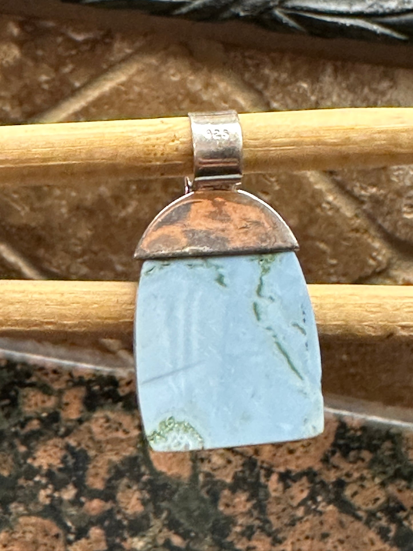 Natural Owyhee blue opal, Blue Topaz 925 Sterling Silver Unisex Pendant 50mm - Natural Rocks by Kala