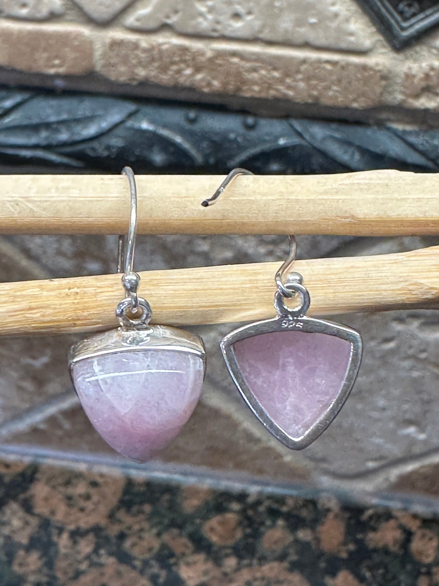 Natural Pink Kunzite 925 Solid Sterling Silver Earrings 35mm - Natural Rocks by Kala
