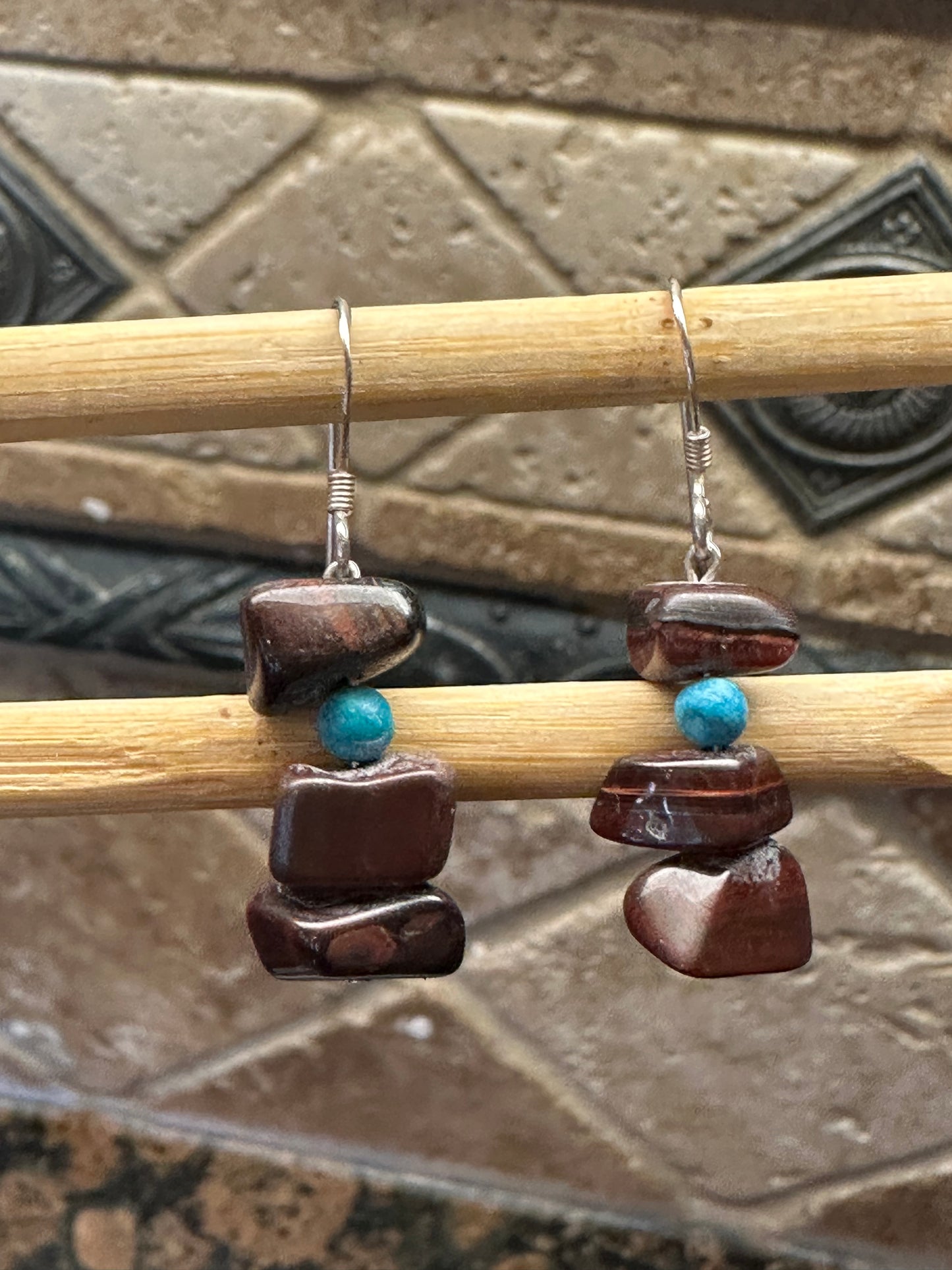 Natural Tiger's Eye 925 Sterling Silver Earrings 40mm - Natural Rocks by Kala