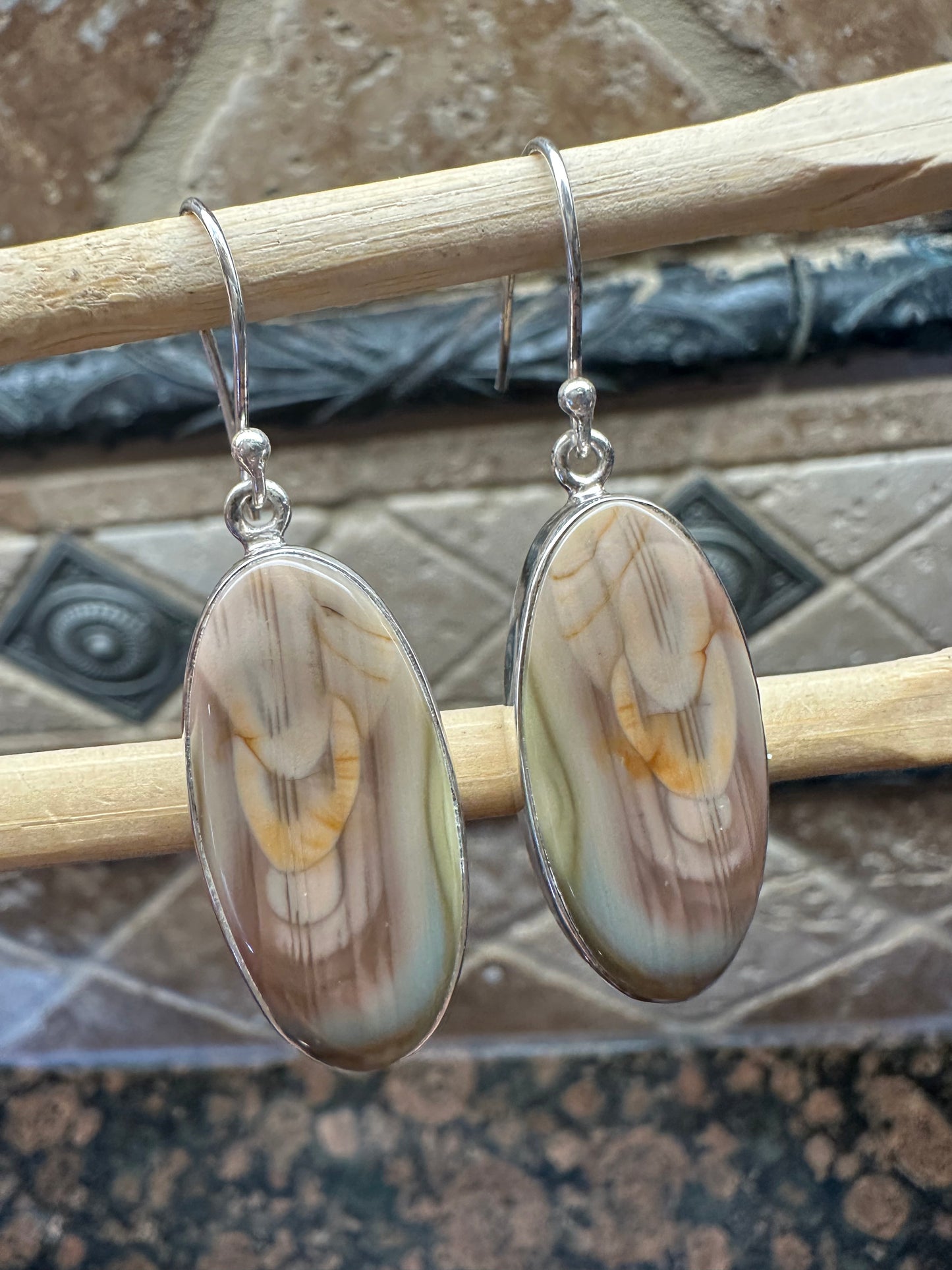 Natural Royal Imperial Jasper 925 Solid Sterling Silver Earrings 30mm - Natural Rocks by Kala