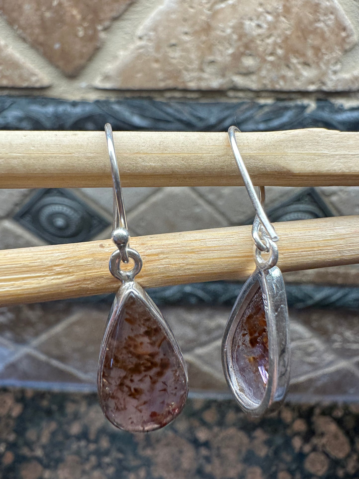 Natural Cacoxenite 925 Solid Sterling Silver Earrings 25mm - Natural Rocks by Kala