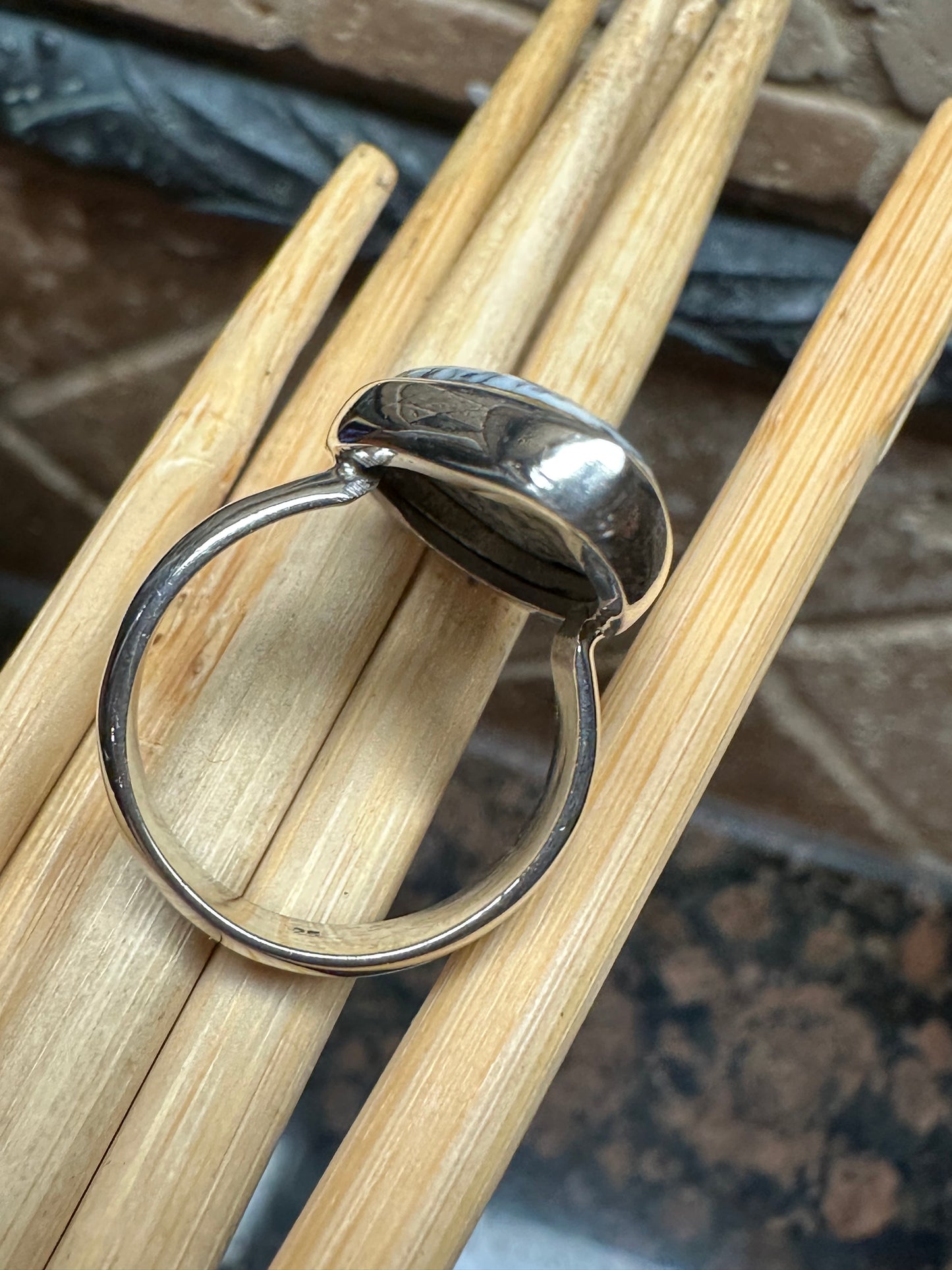 Natural Dentritic Agate 925 Solid Sterling Silver Ring Size 8 - Natural Rocks by Kala