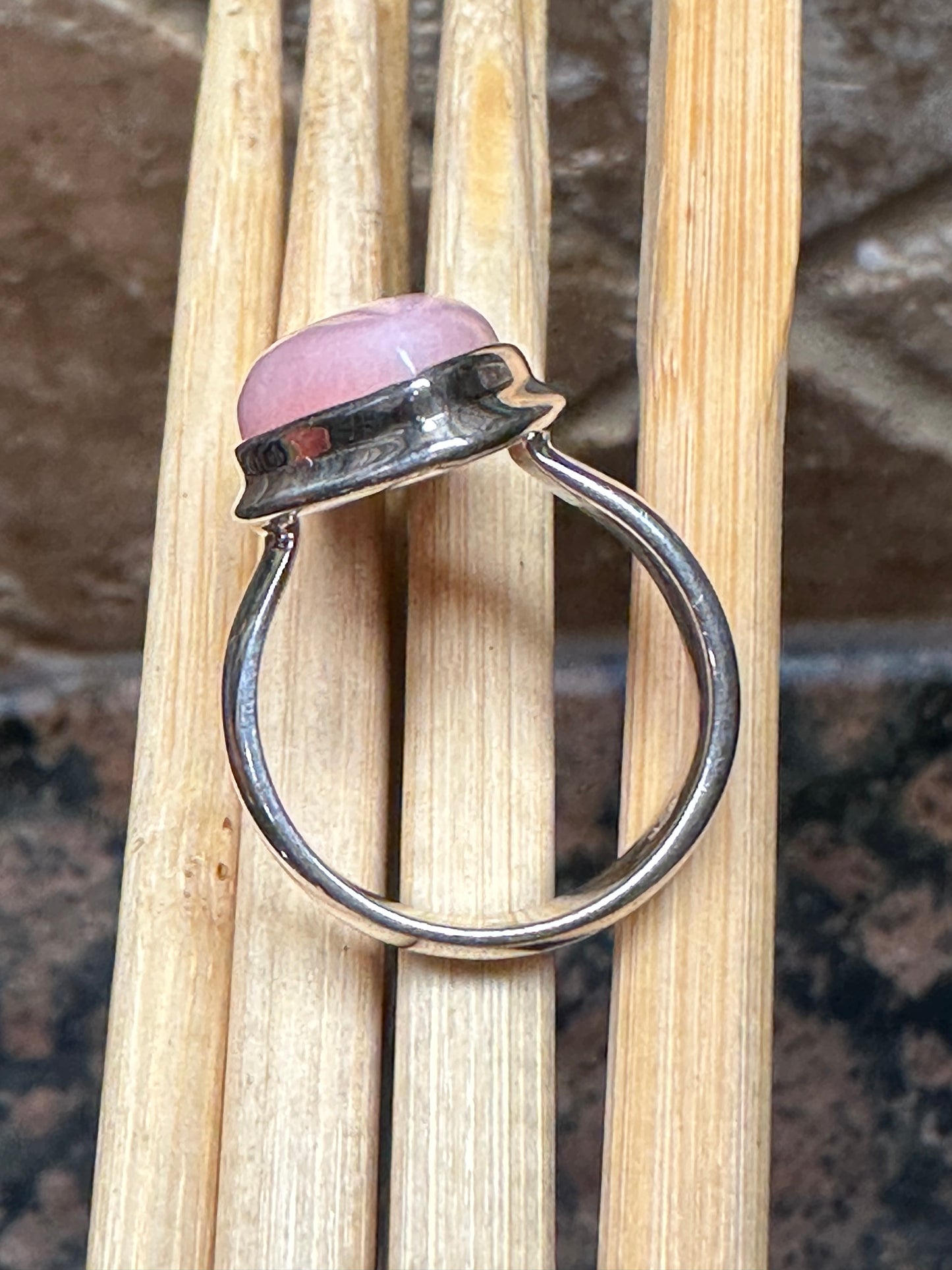 Natural Australian Pink Opal 925 Solid Sterling Silver Ring Size 7 - Natural Rocks by Kala