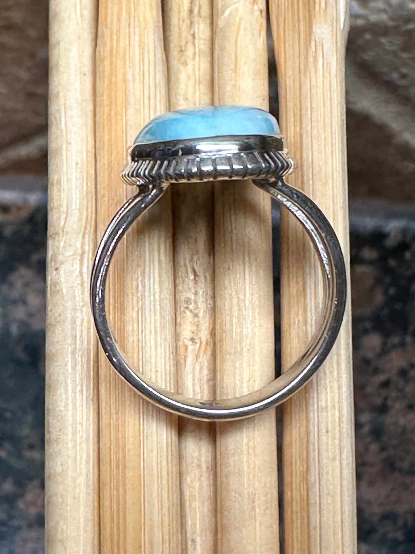 Natural Dominican Larimar 925 Sterling Silver Ring Size 7.75 - Natural Rocks by Kala