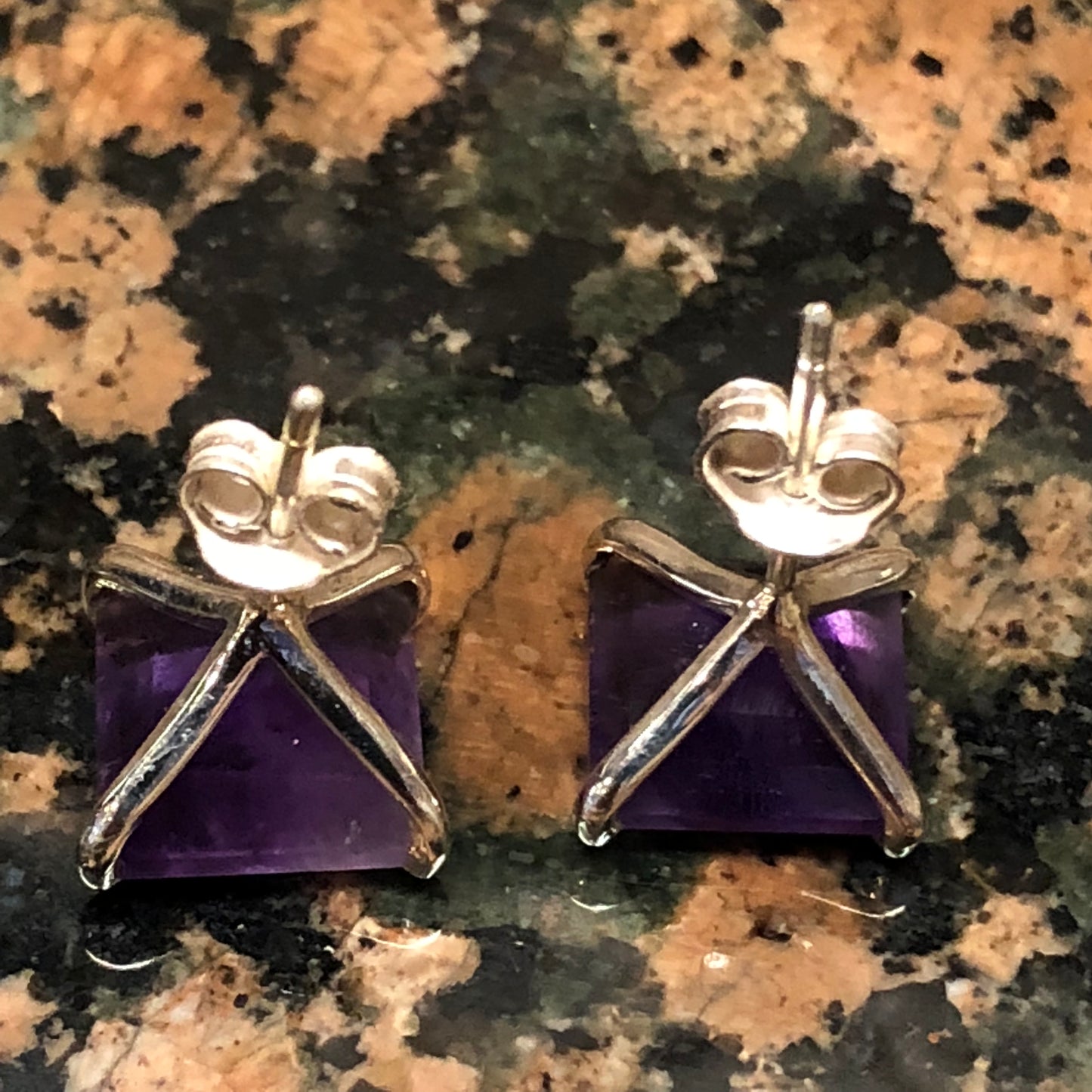 Natural 4.5ct Purple Amethyst 925 Solid Sterling Silver Earrings 9mm - Natural Rocks by Kala