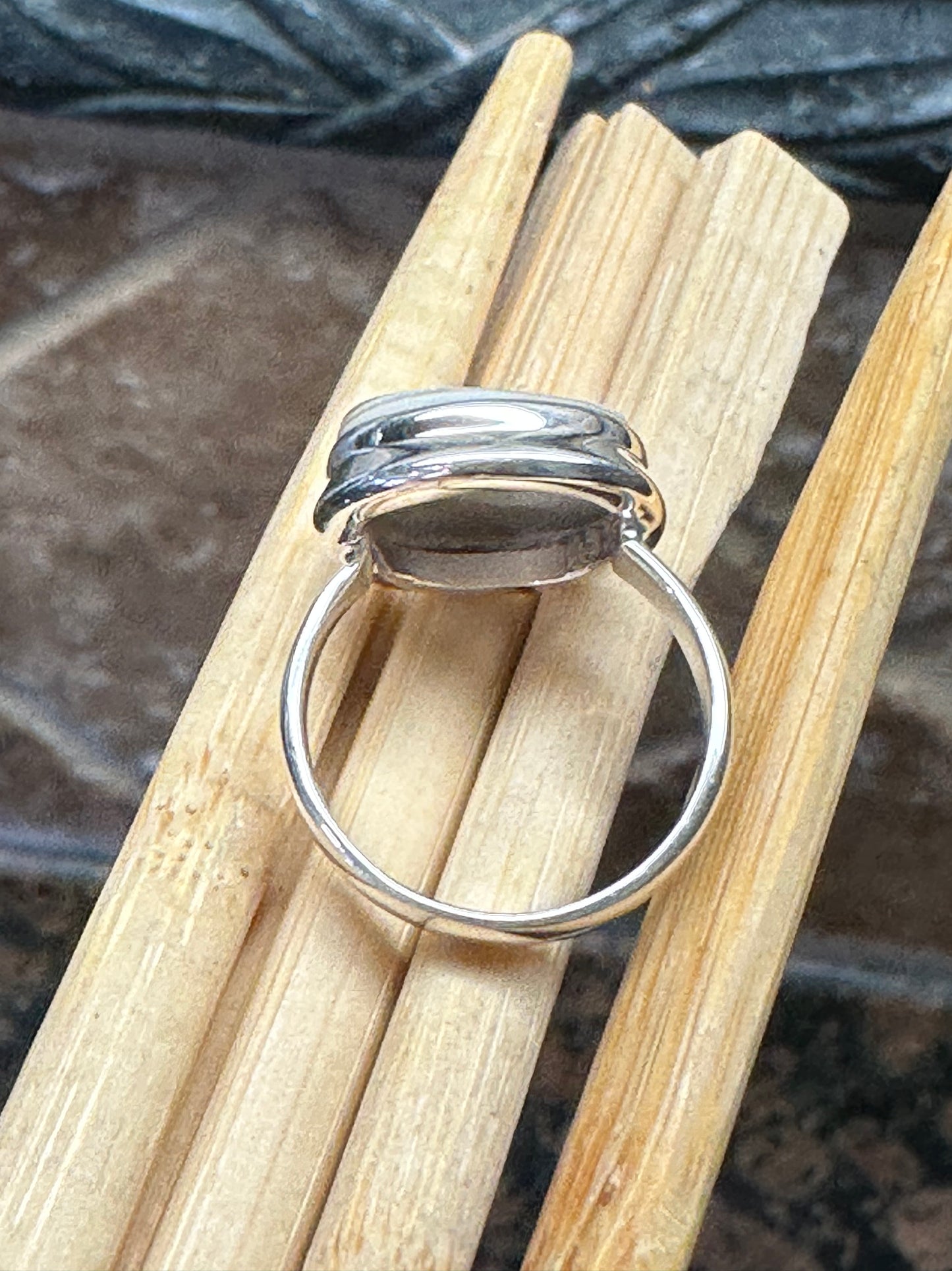 Genuine Georgian Scenic Dendritic Agate 925 Sterling Silver Ring Size 5.5 - Natural Rocks by Kala