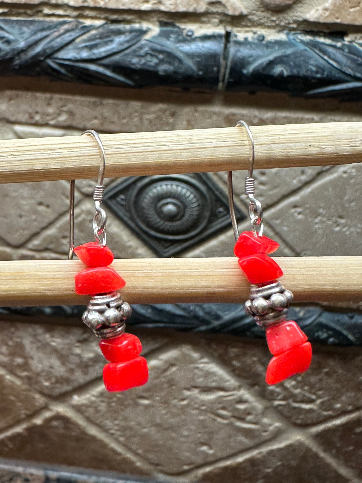 Genuine Carnelian 925 Solid Sterling Silver Earrings 25mm - Natural Rocks by Kala