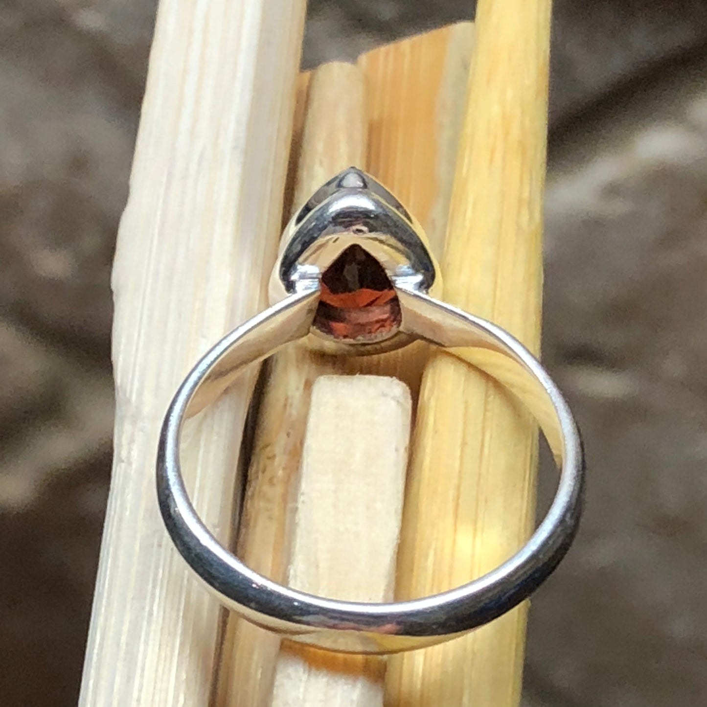 Natural 1.25ct Pyrope Garnet 925 Solid Sterling Silver Engagement Ring Size 6.5, 7 - Natural Rocks by Kala