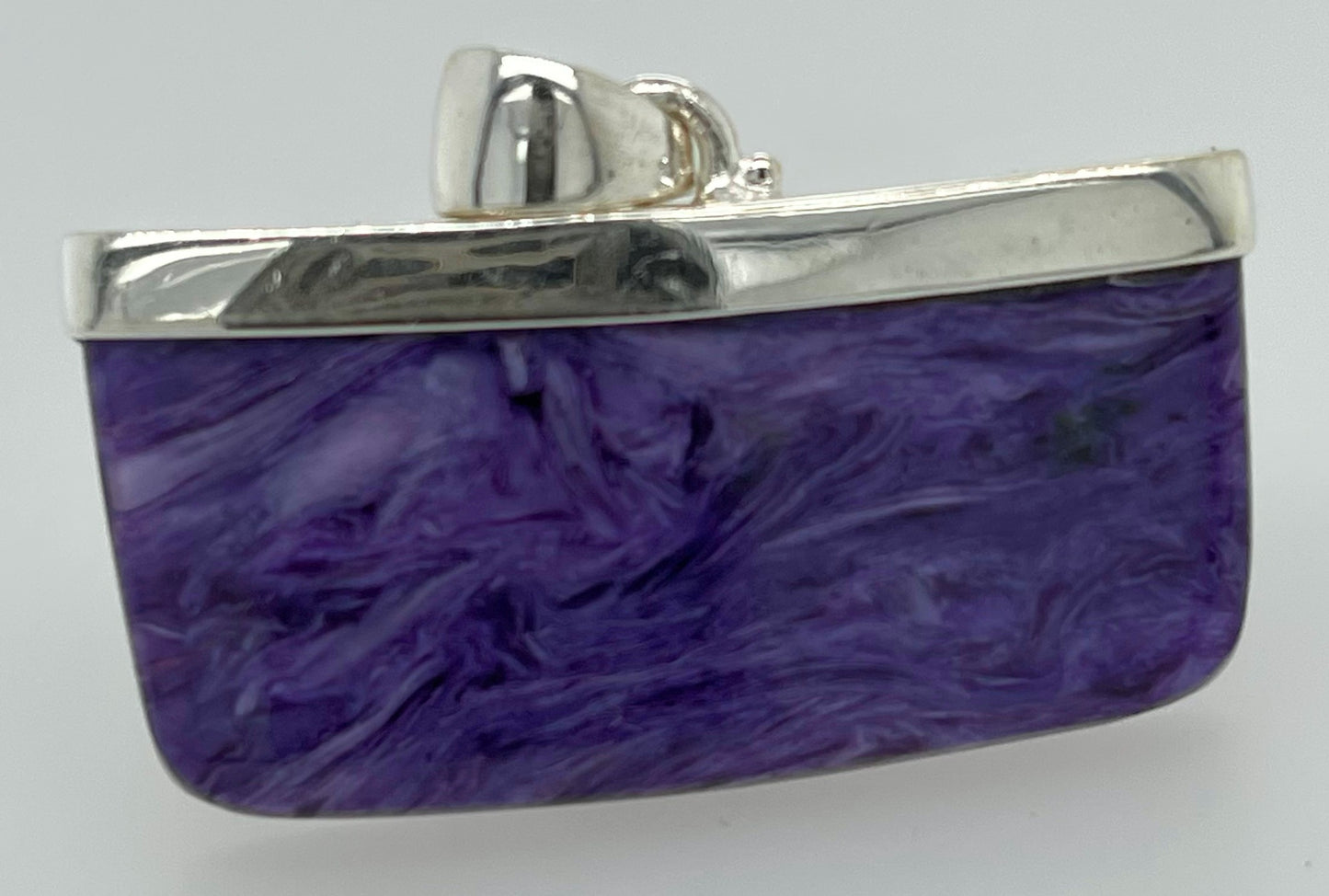 Natural Siberian Charoite 925 Solid Sterling Silver Pendant 25mm - Natural Rocks by Kala