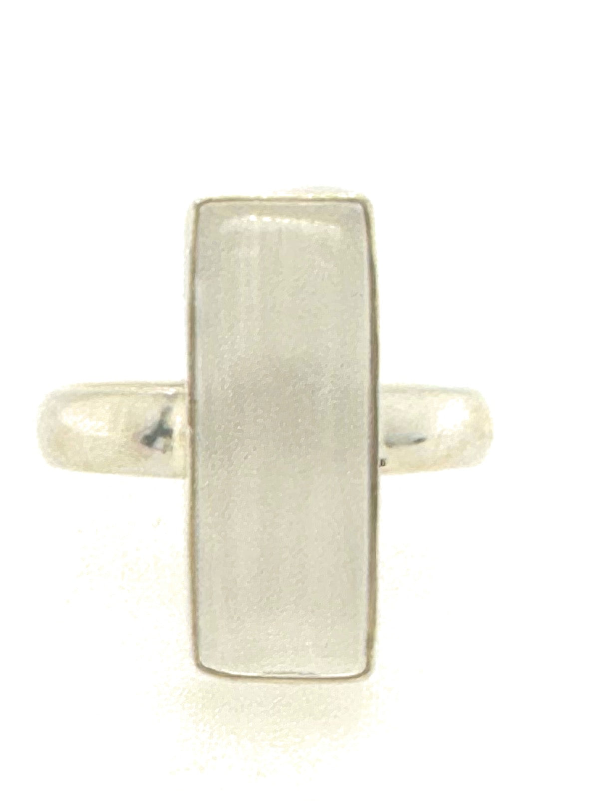 Genuine White Selenite 925 Solid Sterling Silver Ring Size 9 - Natural Rocks by Kala