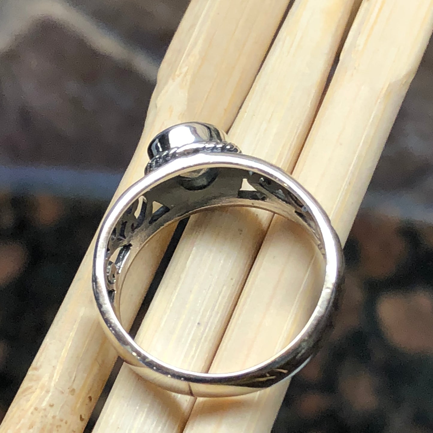 Natural Blue Labradorite 925 Sterling Silver Engagement Ring Size 6, 7, 8, 9 - Natural Rocks by Kala