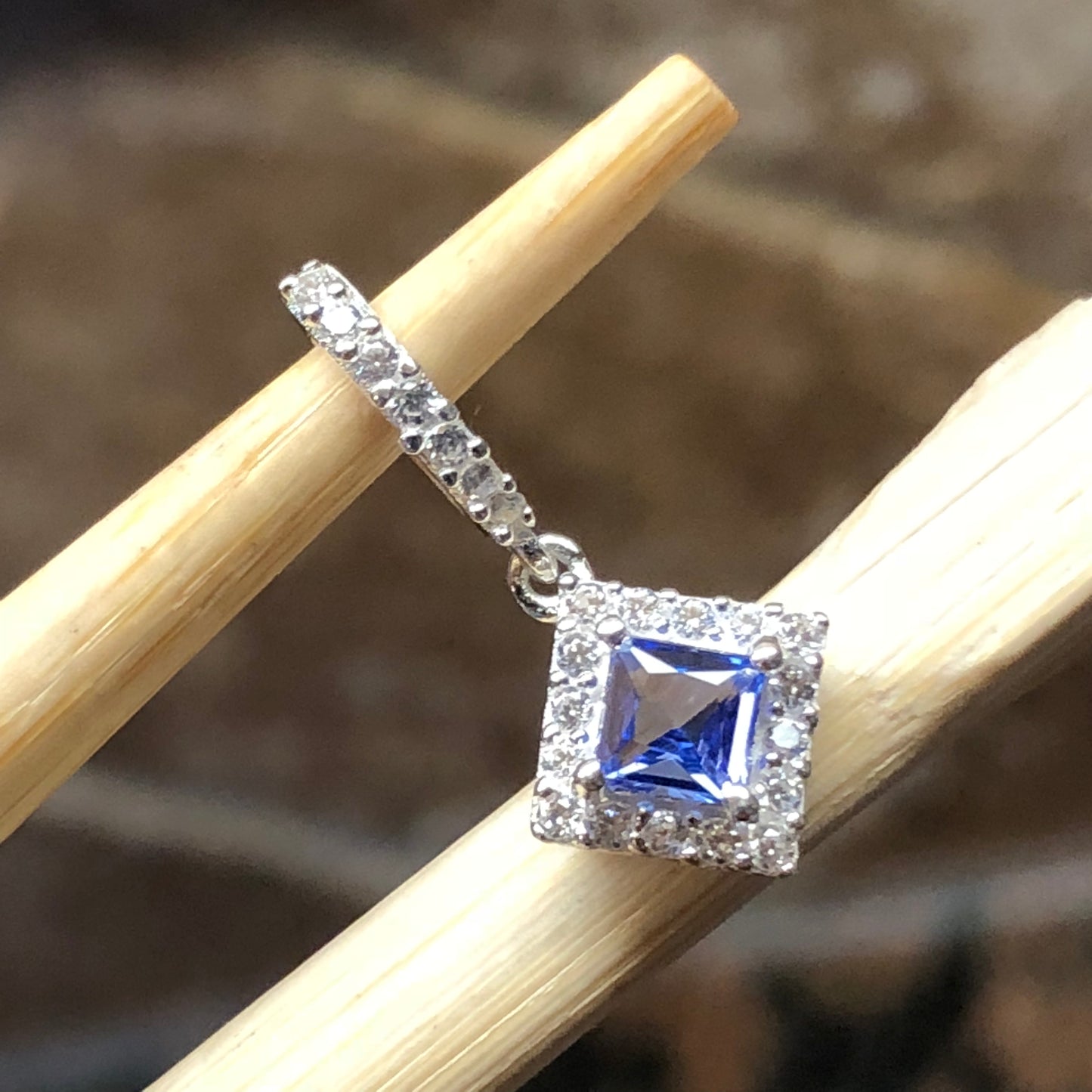 Genuine Tanzanite 925 Solid Sterling Silver Pendant 18mm - Natural Rocks by Kala