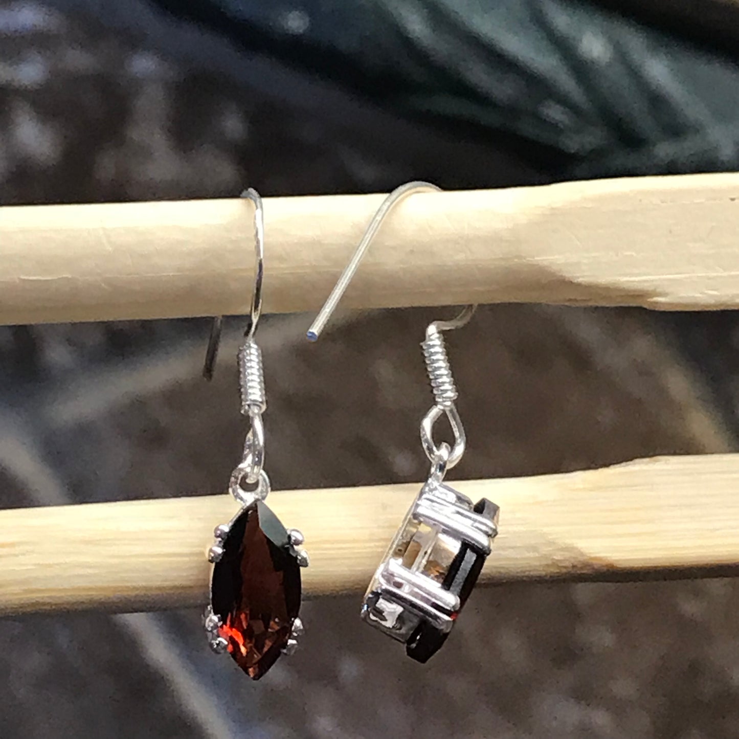 Natural 2ct Pyrope Garnet 925 Solid Sterling Silver Earrings 20mm - Natural Rocks by Kala