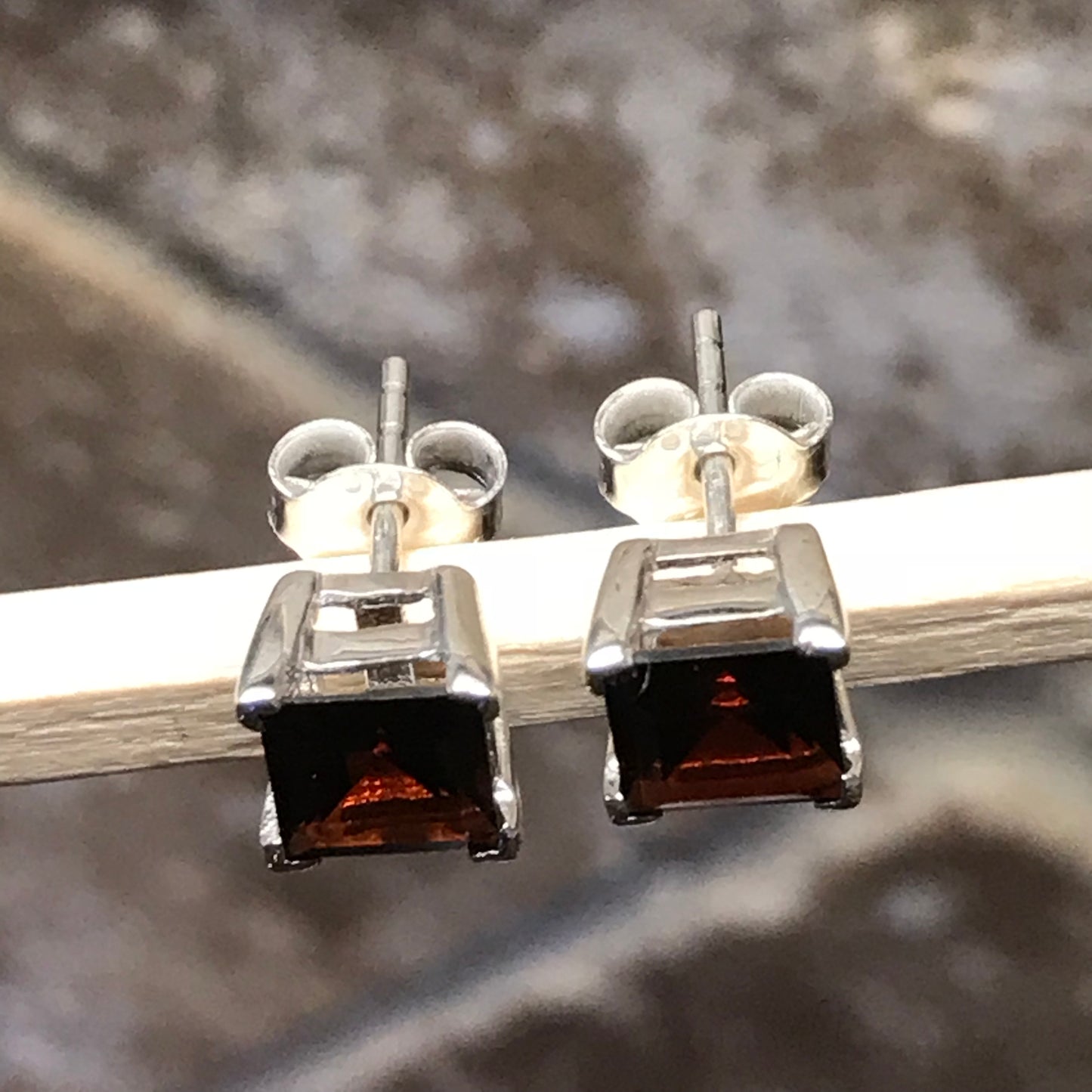 Natural 2ct Pyrope Garnet 925 Solid Sterling Silver Earrings 6mm - Natural Rocks by Kala