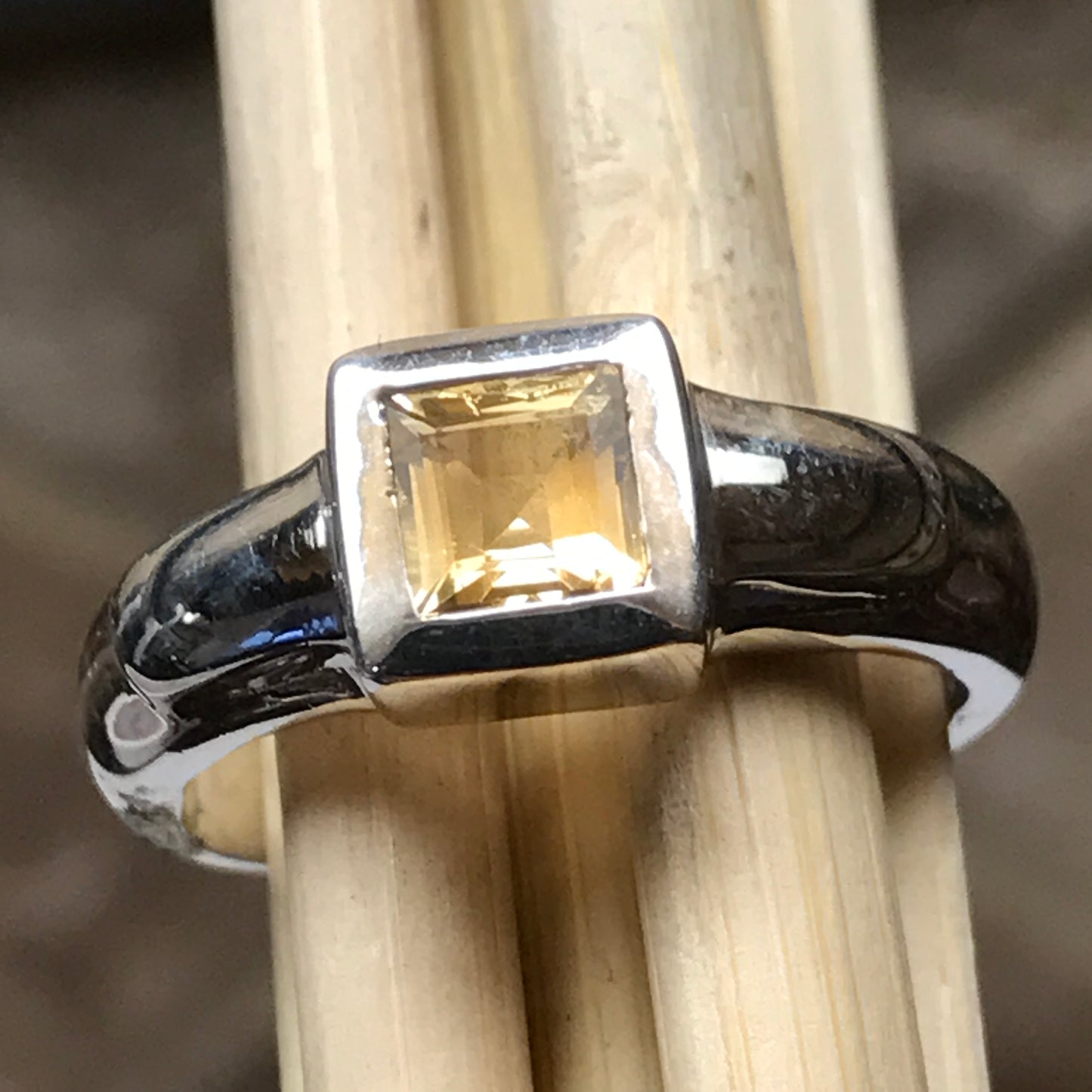 Natural 1ct Golden Citrine 925 Solid Sterling Silver Engagement Ring Size 6, 7, 8 - Natural Rocks by Kala